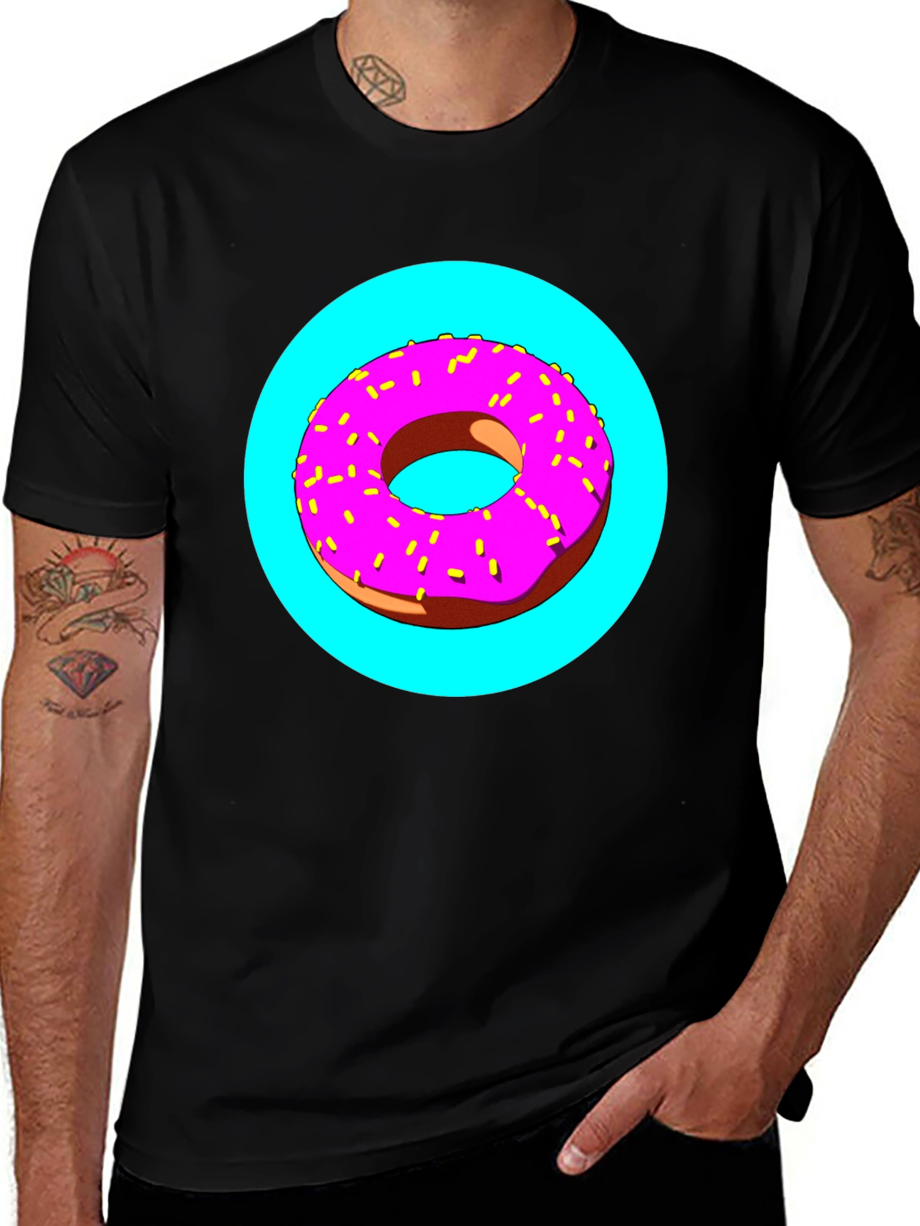 Variant 3 of Donut Graphic Tee - Fun & Stylish Black T-Shirt