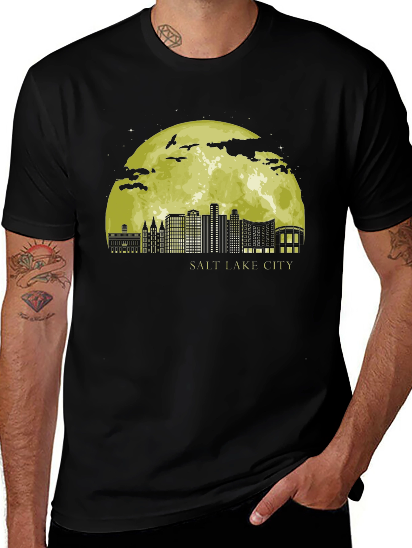 Salt Lake City Skyline Moon T-Shirt
