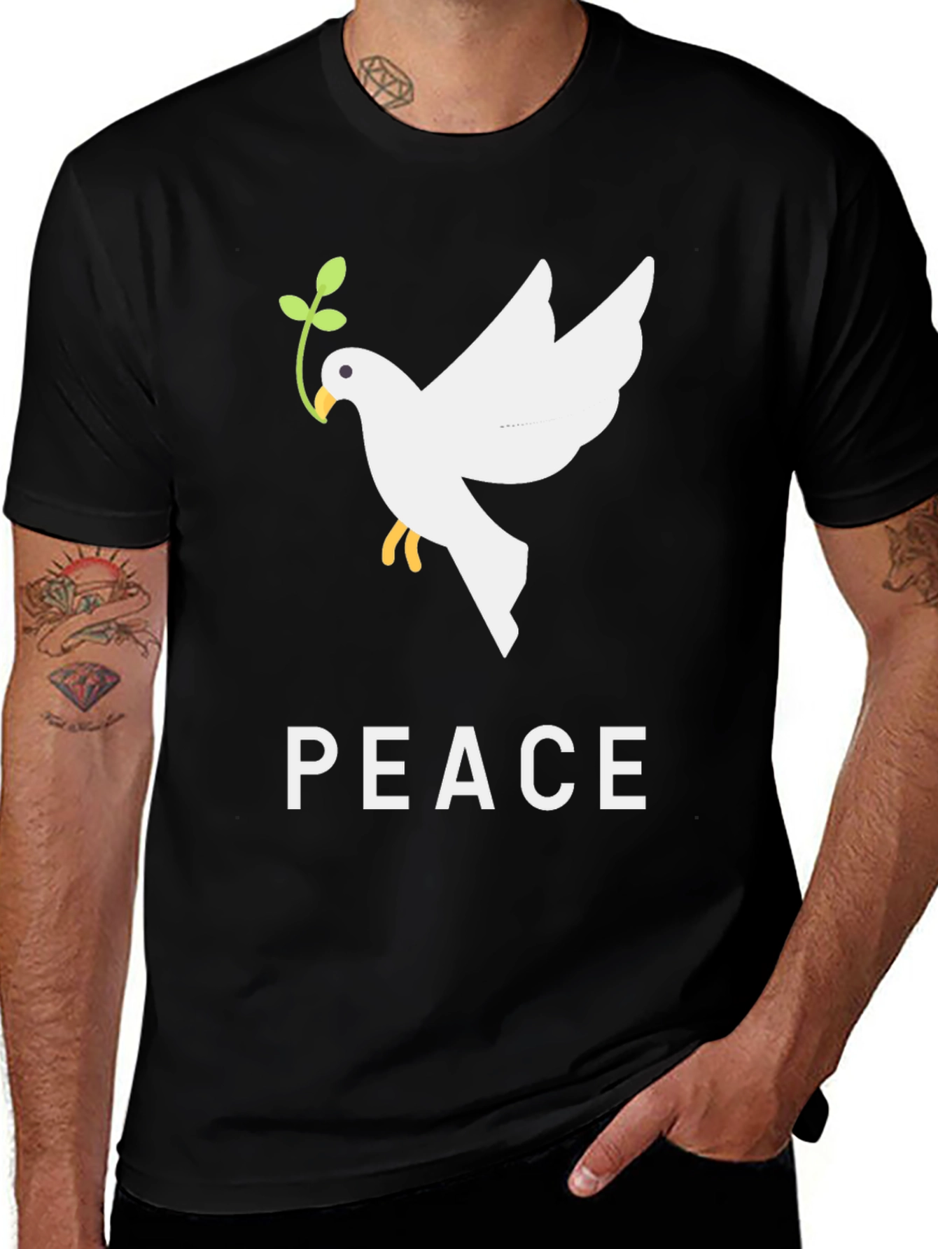 Variant 30 of Peace Dove Graphic Tee - Mens Black T-Shirt