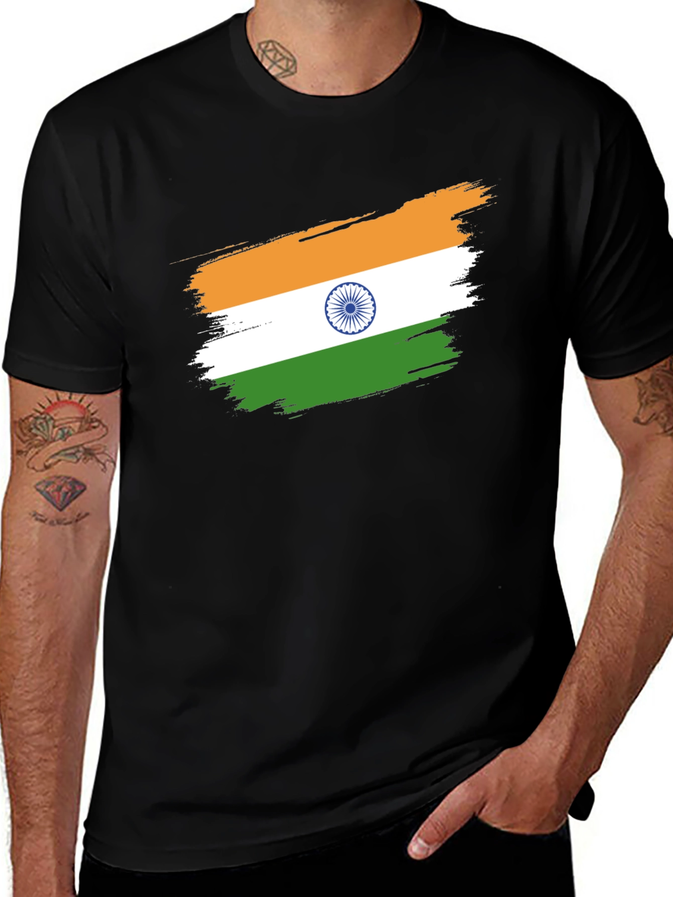 Variant 19 of India Flag Brushstroke Graphic Tee