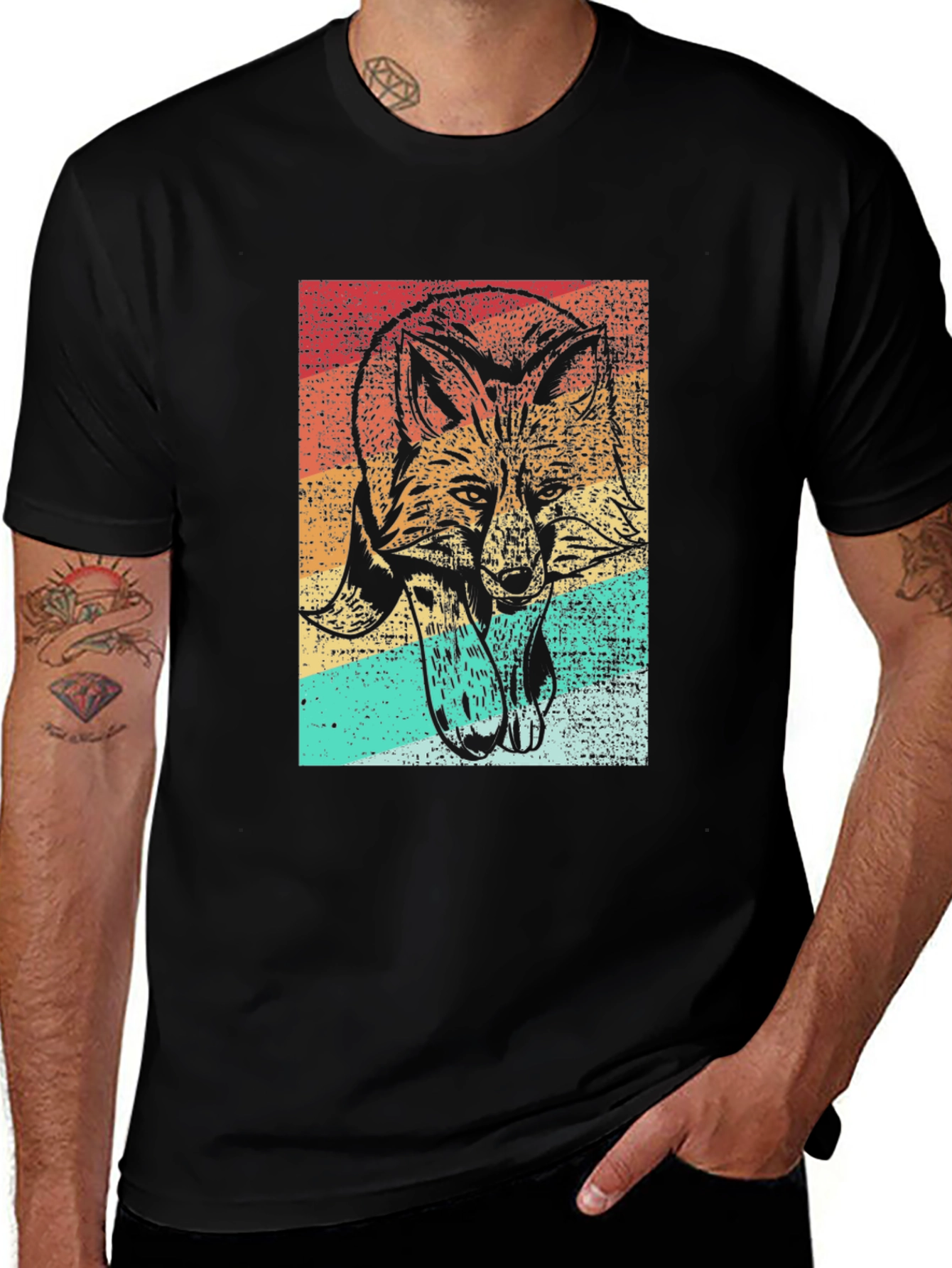 Variant 8 of Retro Fox Graphic Tee - Vintage Animal Print T-Shirt