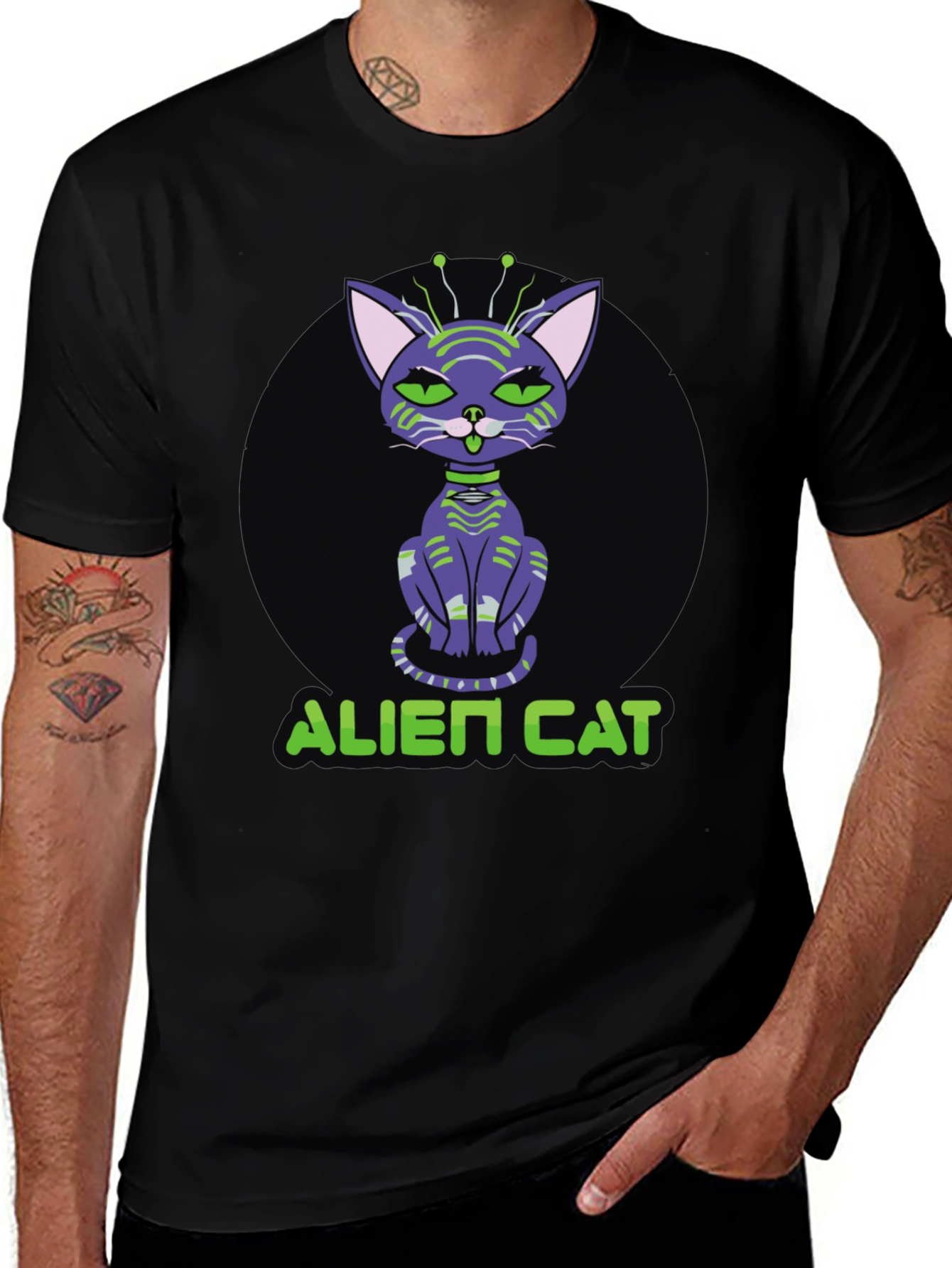 Variant 9 of Alien Cat T-Shirt - Unique Graphic Tee