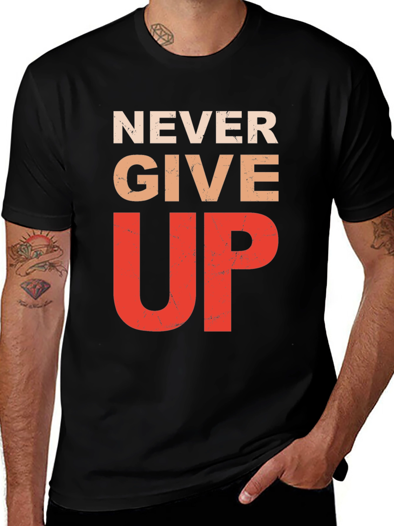 Variant 25 of Never Give Up Graphic Tee - Inspirational Motivation Shirt