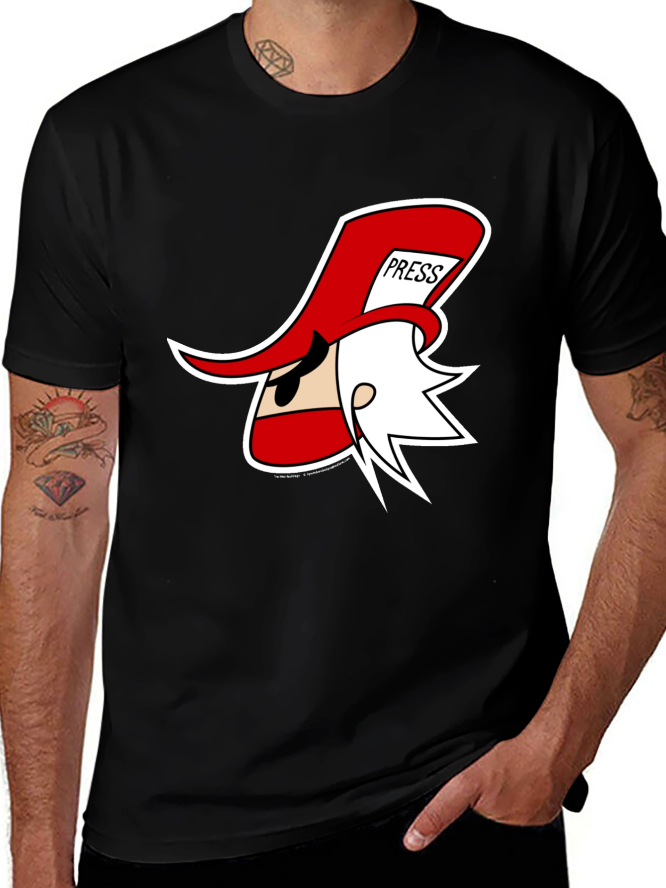 Variant 25 of Cartoon Press Hat Man Black T-Shirt