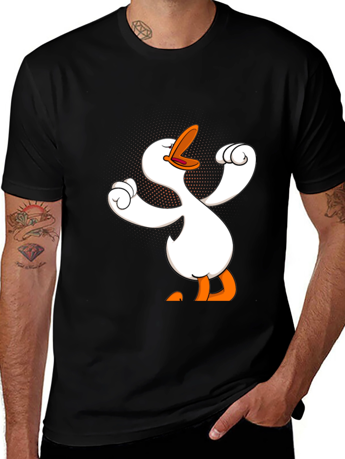 Variant 20 of Funny Goose Cartoon Graphic Black T-Shirt