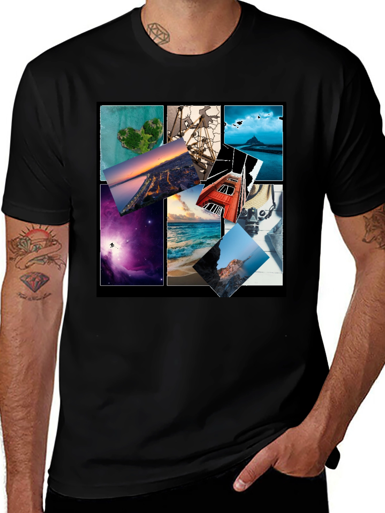 Variant 5 of Collage Graphic Print Black T-Shirt