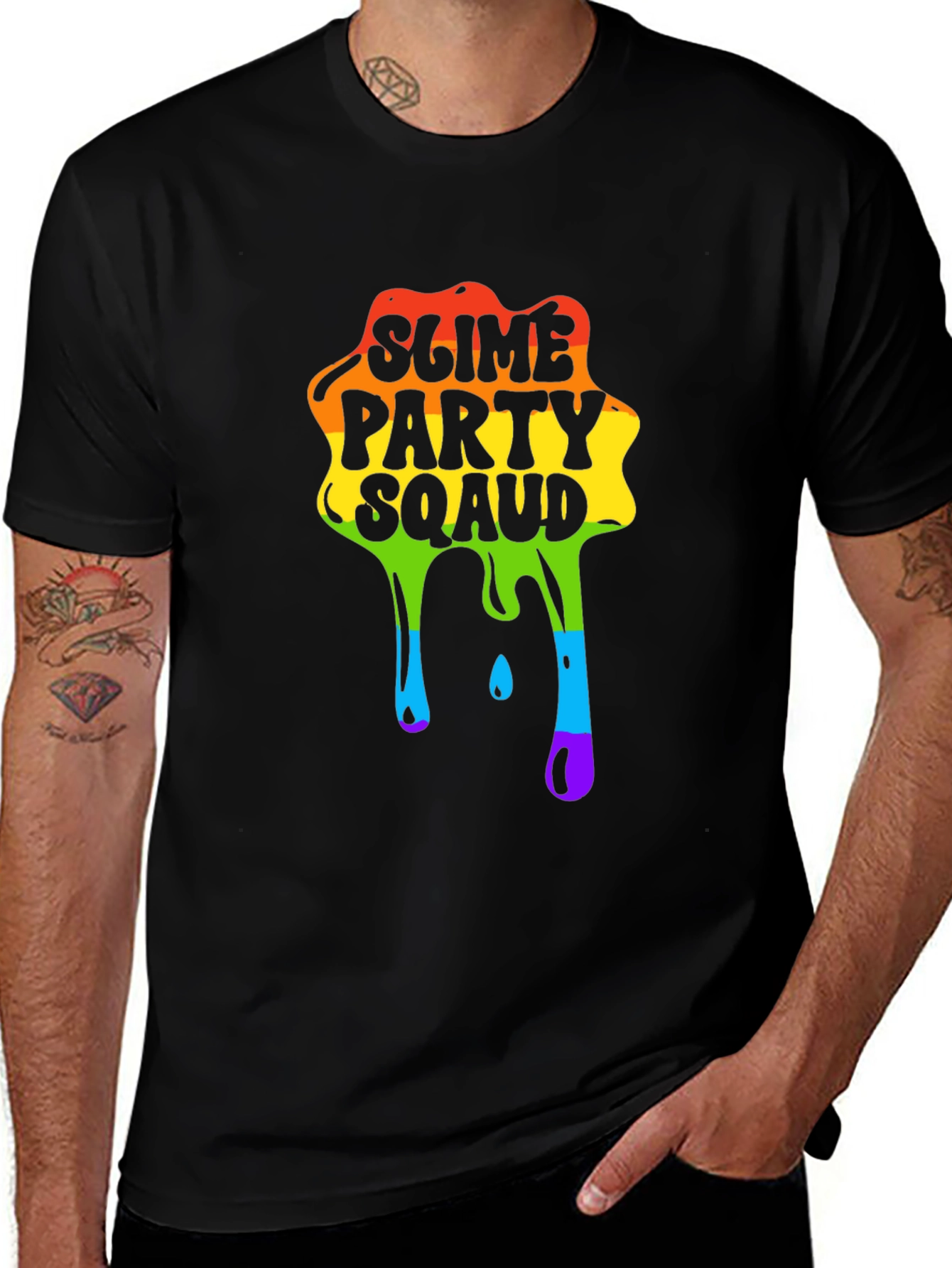 Variant 16 of Slime Party Squad Tee - Rainbow Graphic T-Shirt