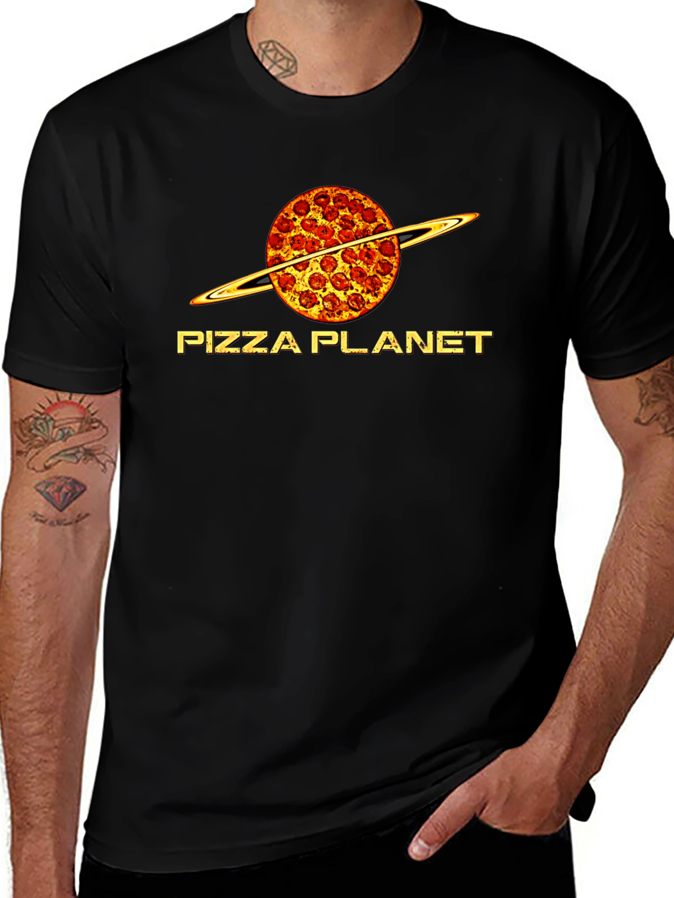 Pizza Planet Graphic T-Shirt - Black Cotton Tee