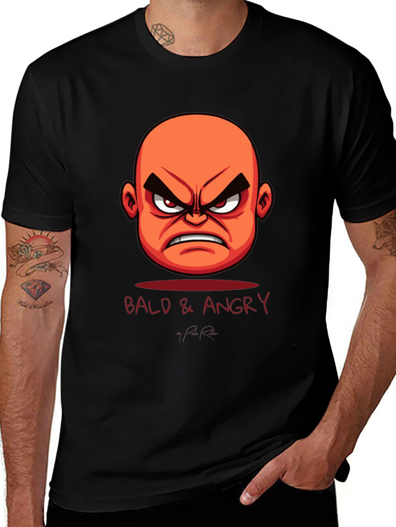 Variant 22 of Bald & Angry Graphic Tee - Men's Black Cotton T-Shirt