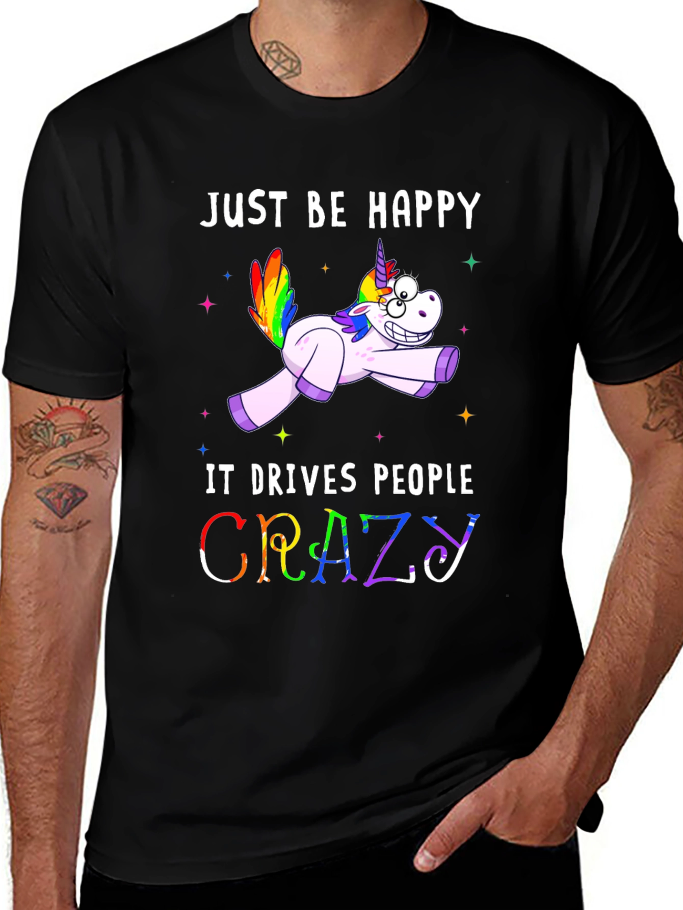Variant 30 of Funny Unicorn T-Shirt: Just Be Happy!