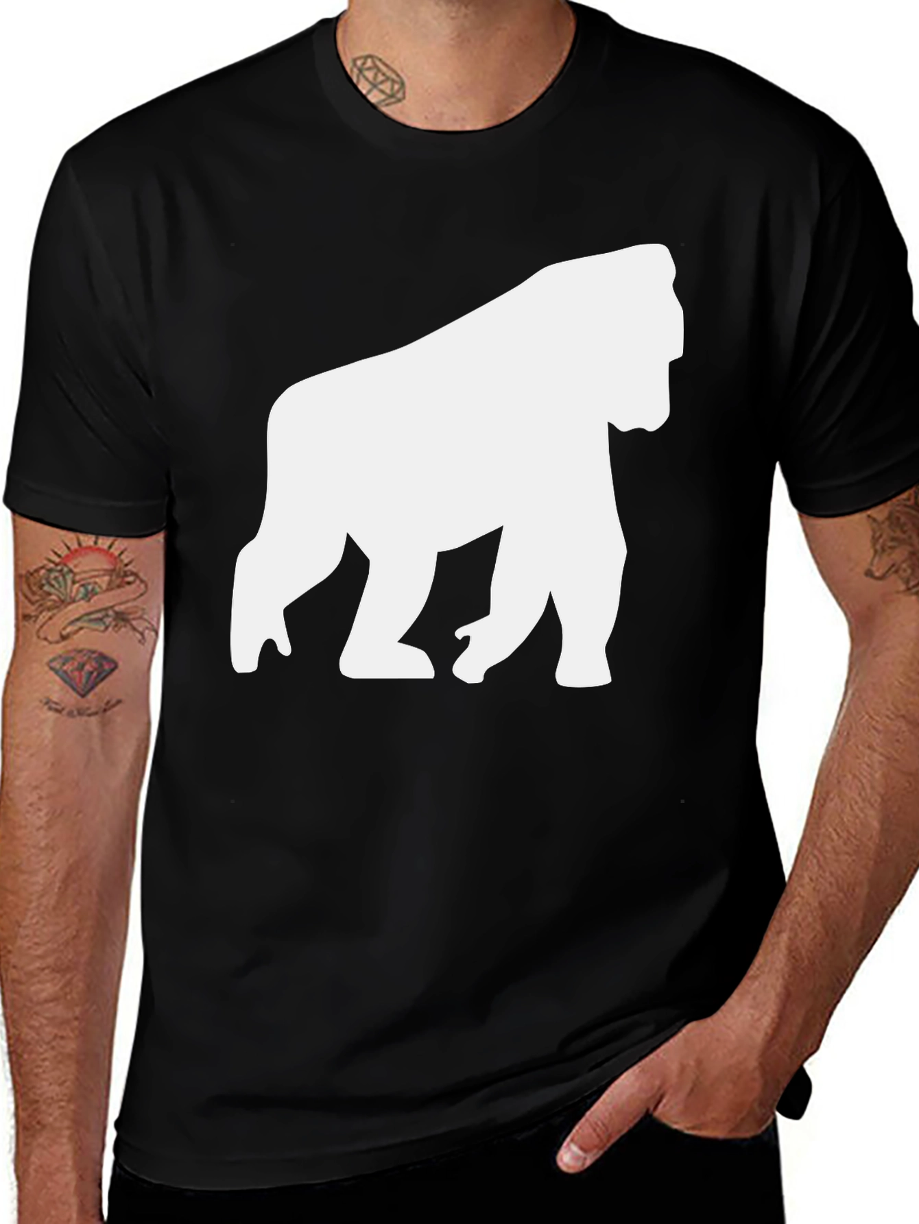 Variant 13 of Gorilla Silhouette Graphic Tee - Black
