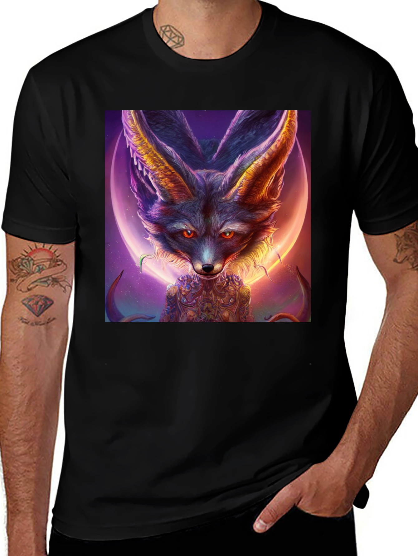 Variant 11 of Mystic Fox Graphic Tee - Unisex Black T-Shirt