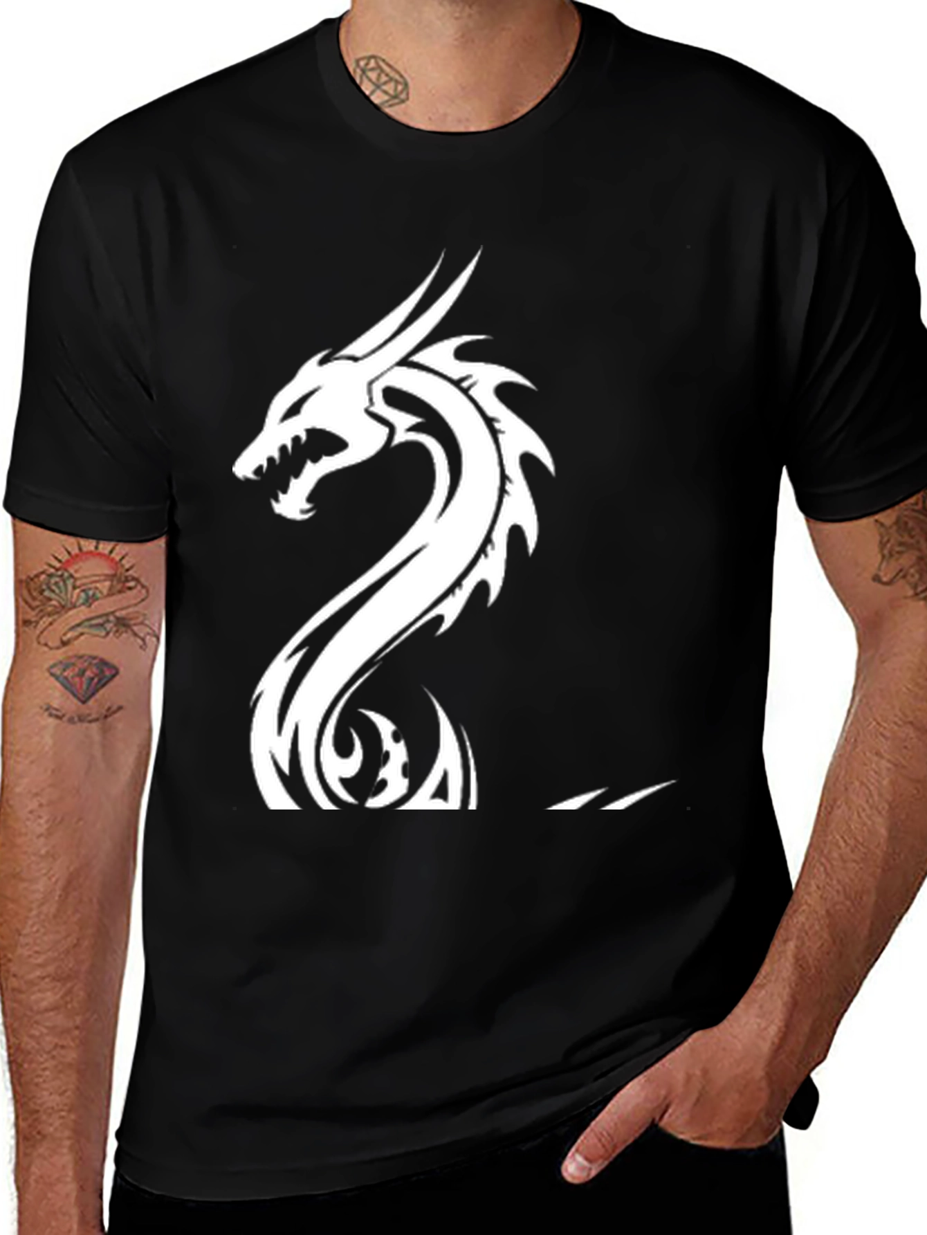 Variant 18 of Dragon Graphic Tee - Men's Black T-Shirt