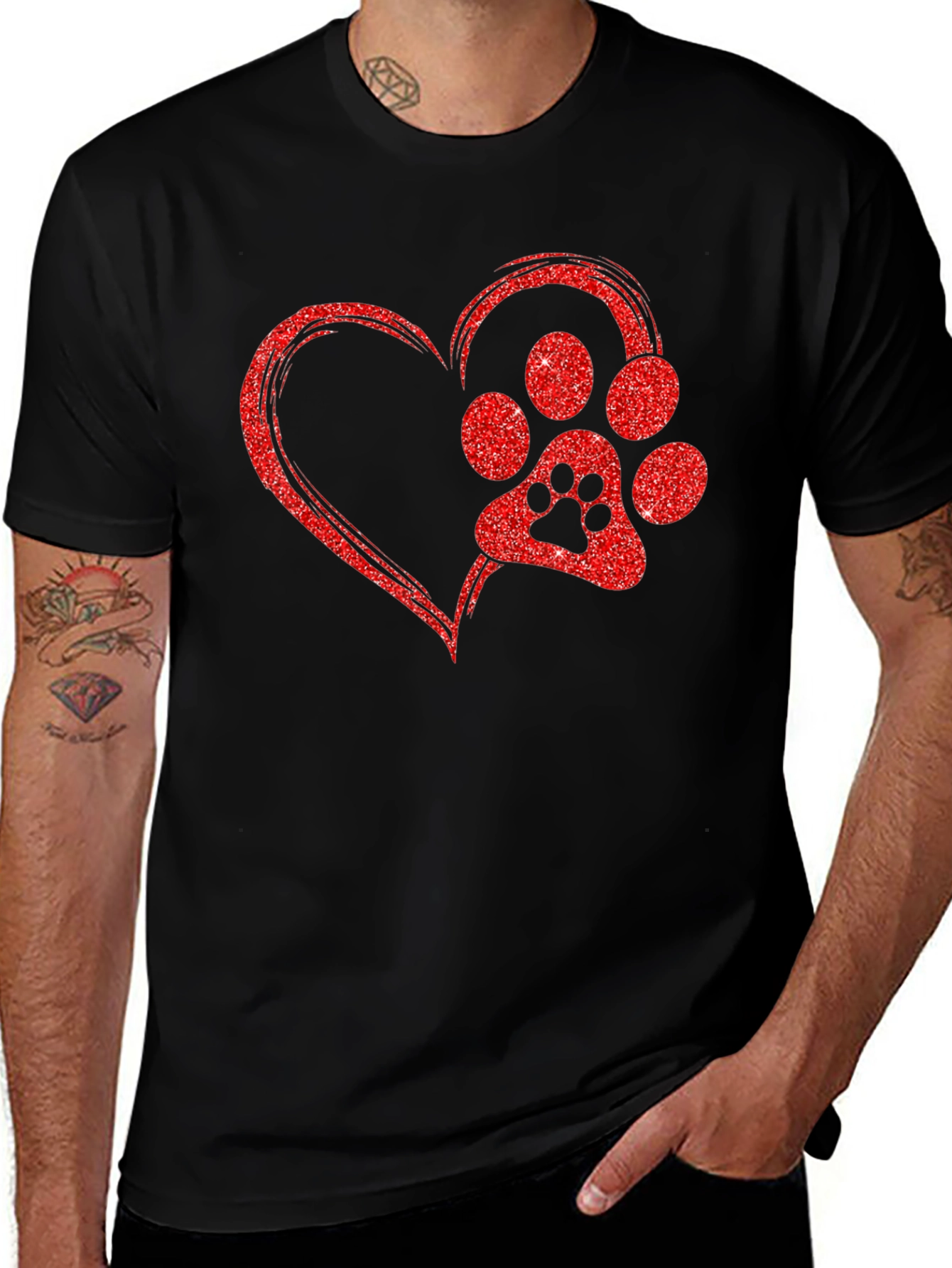Variant 27 of Dog Paw Heart T-Shirt - Love My Pet