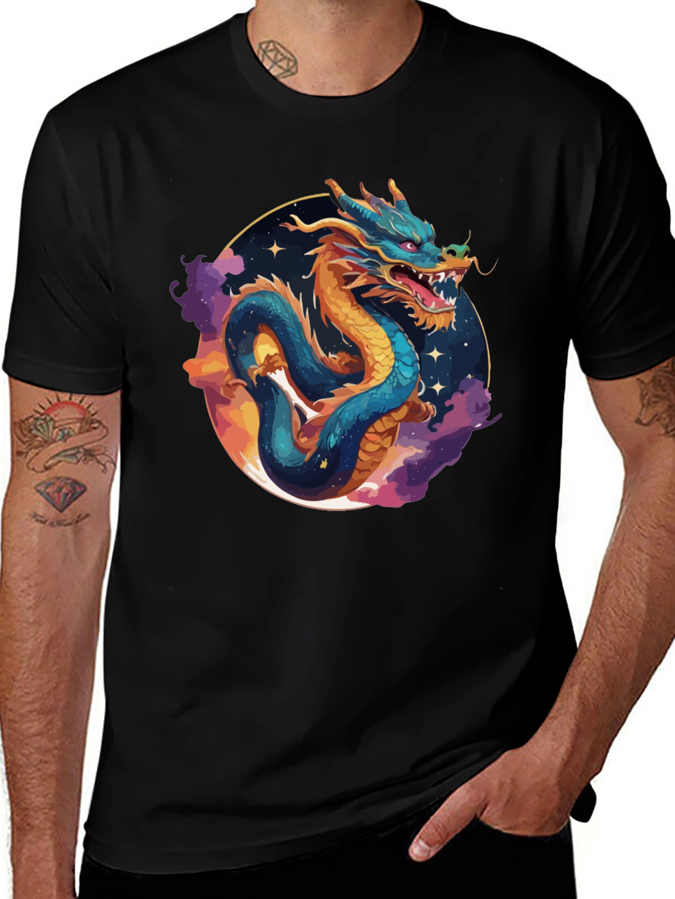 Dragon Graphic Tee - Celestial Serpent Design