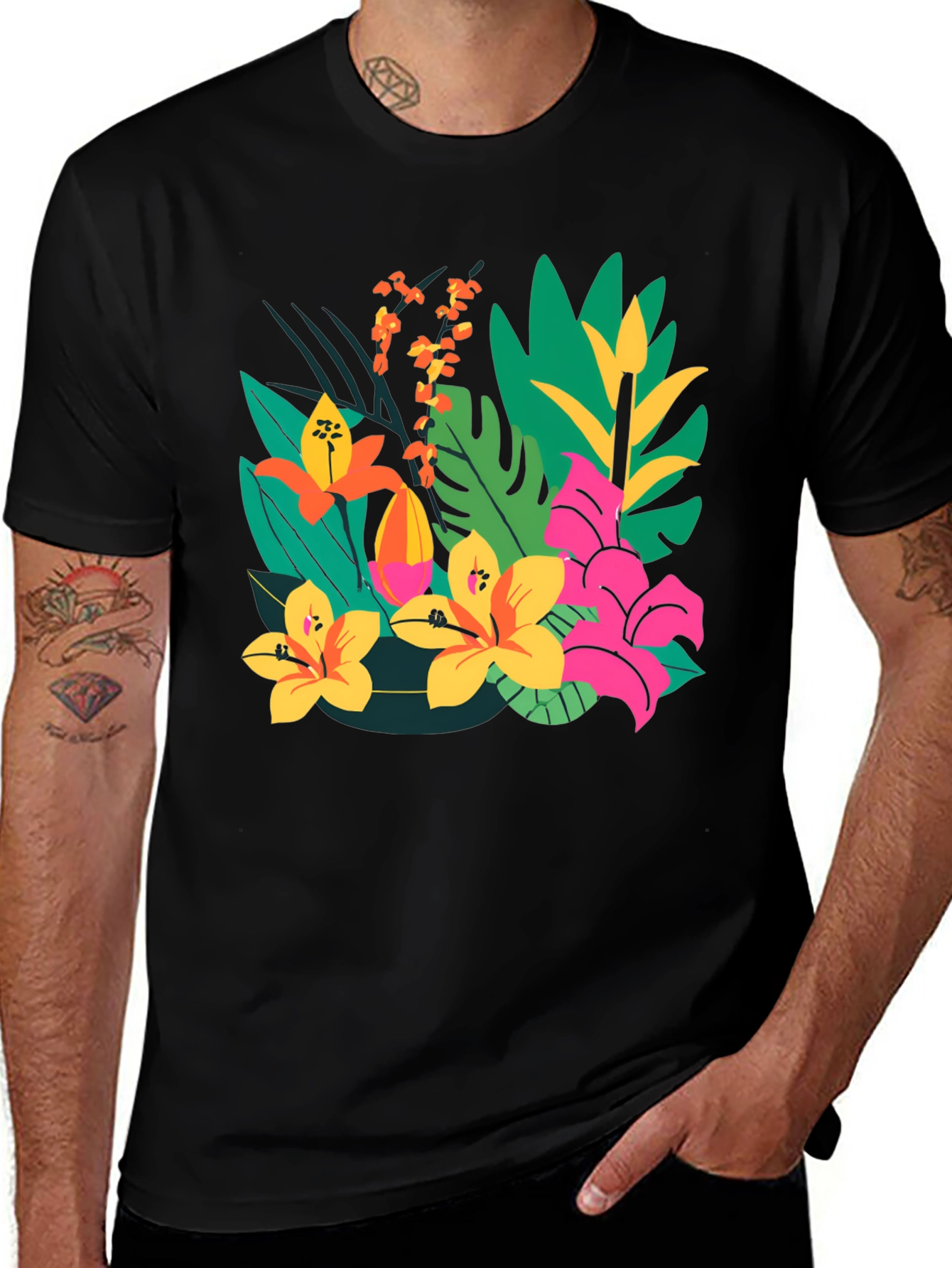 Variant 9 of Tropical Flower T-Shirt: Vibrant Floral Graphic Tee