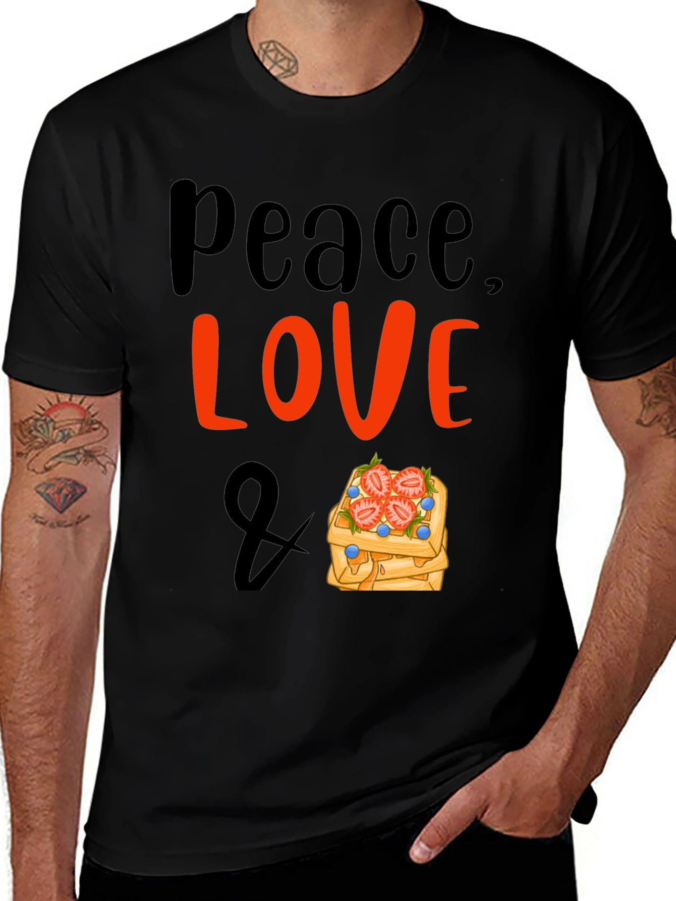 Peace, Love & Waffles Graphic T-Shirt