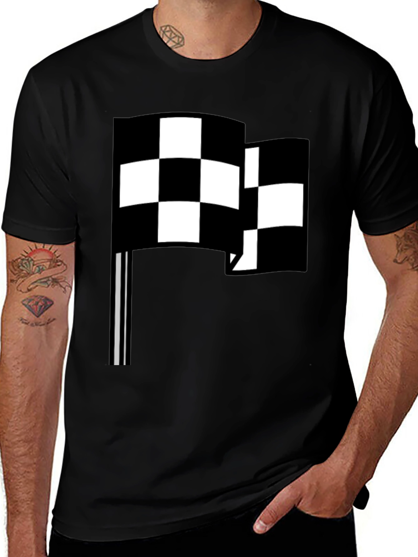 Variant 18 of Checkered Flag Graphic Tee - Racing Fan Style