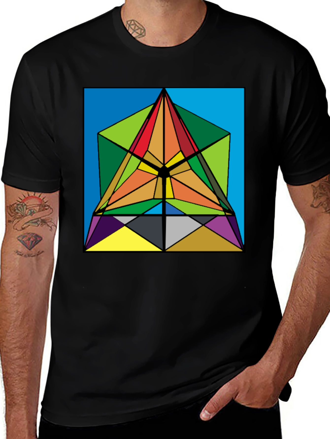 Variant 26 of Geometric Prism Graphic Tee - Bold & Colorful Design