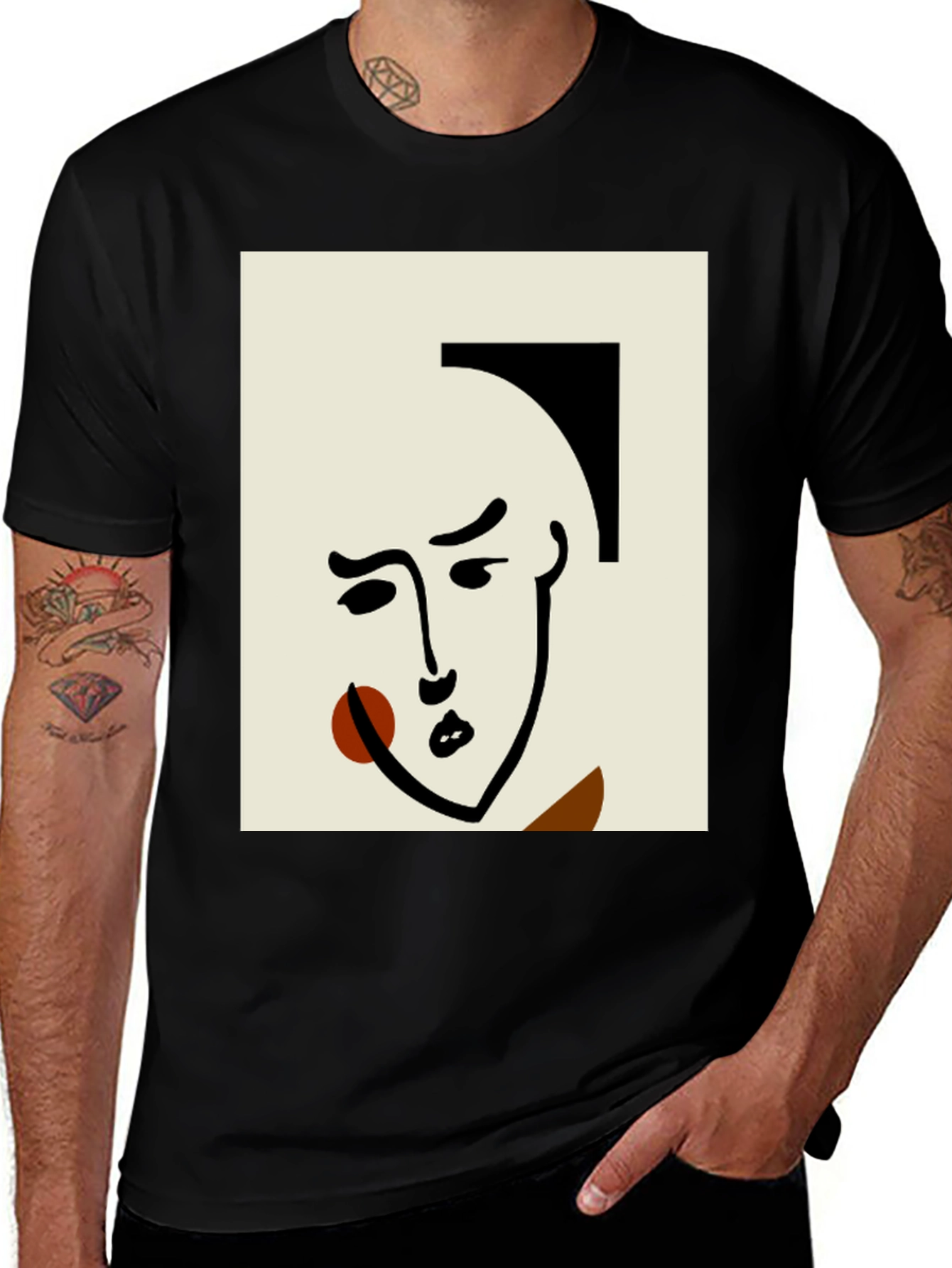 Variant 11 of Abstract Art Face Black T-Shirt