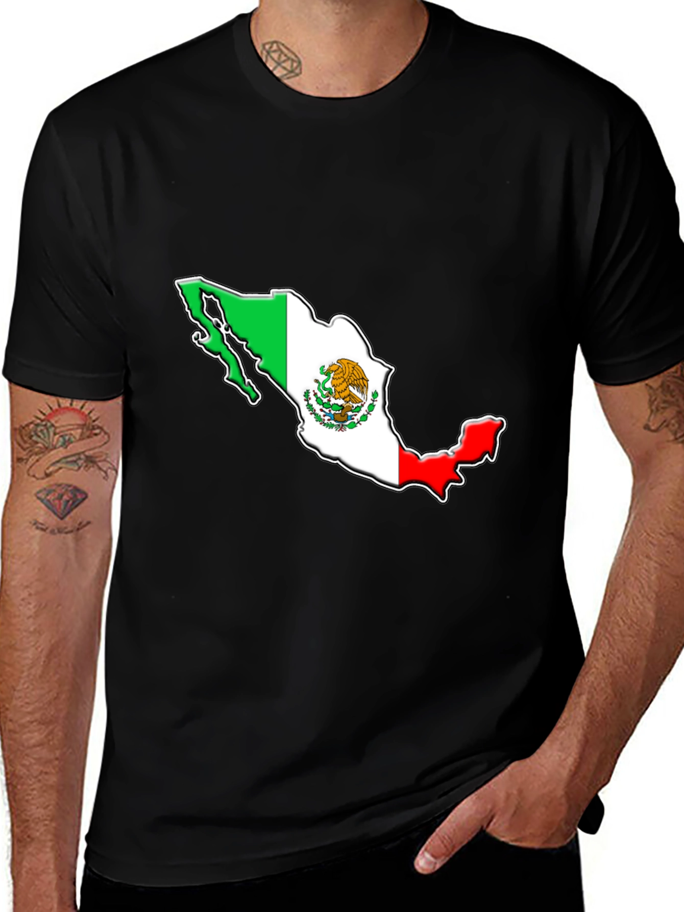 Mexico Flag Map Graphic Tee - Black
