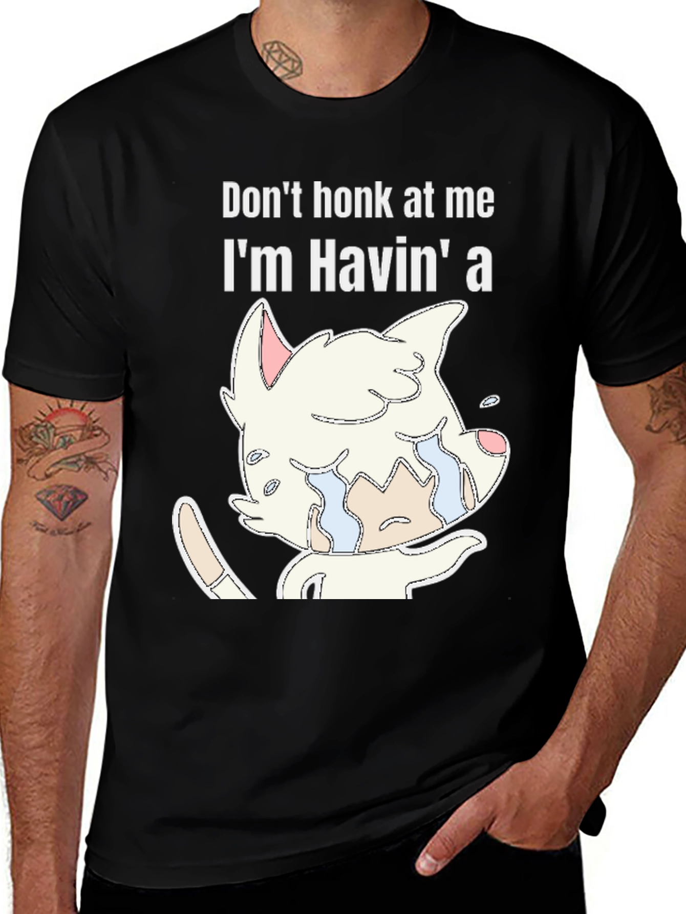 Variant 27 of Don't Honk At Me Crying Cat Graphic Tee