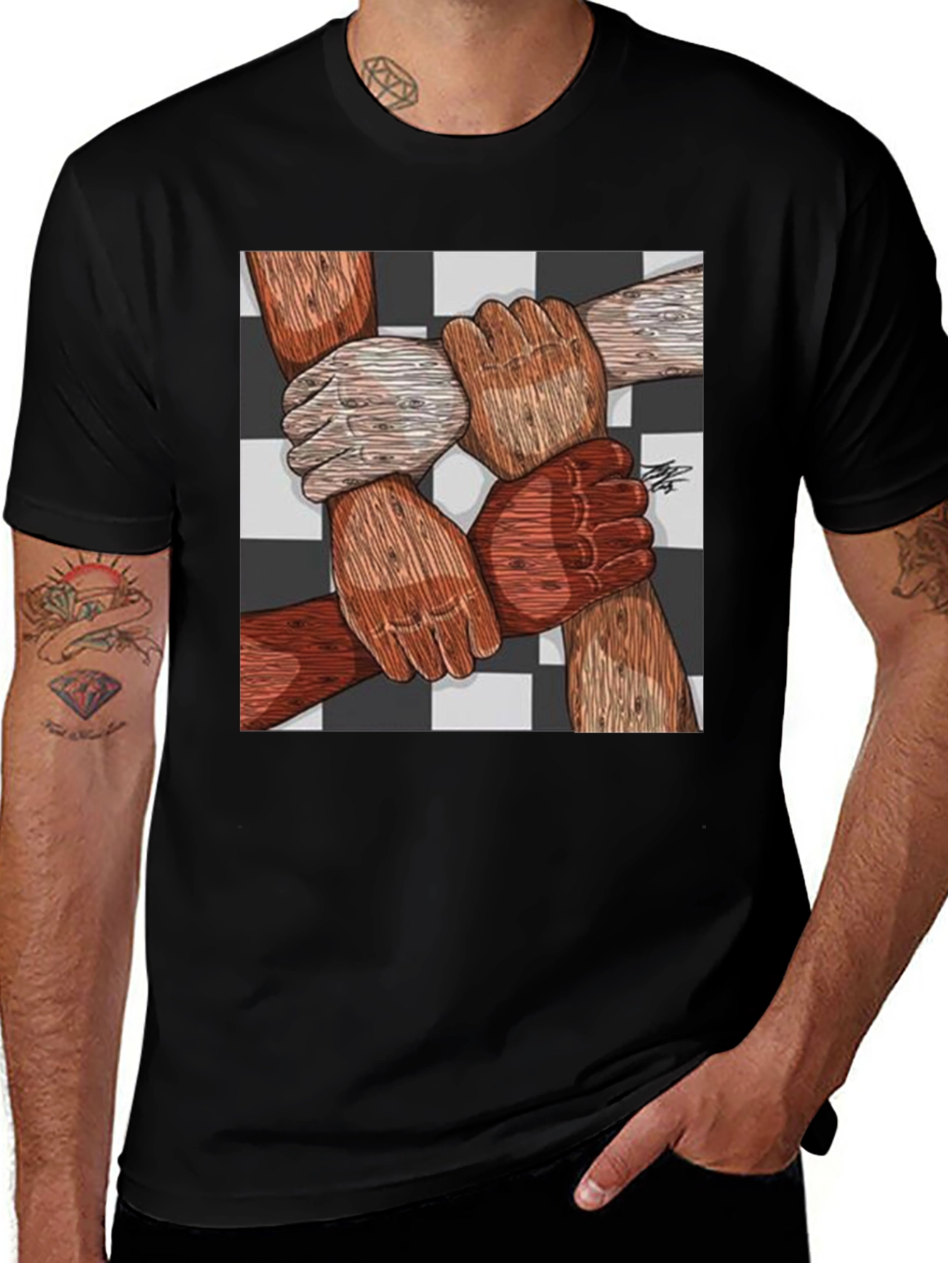 Variant 20 of Unity Wood Hand T-Shirt