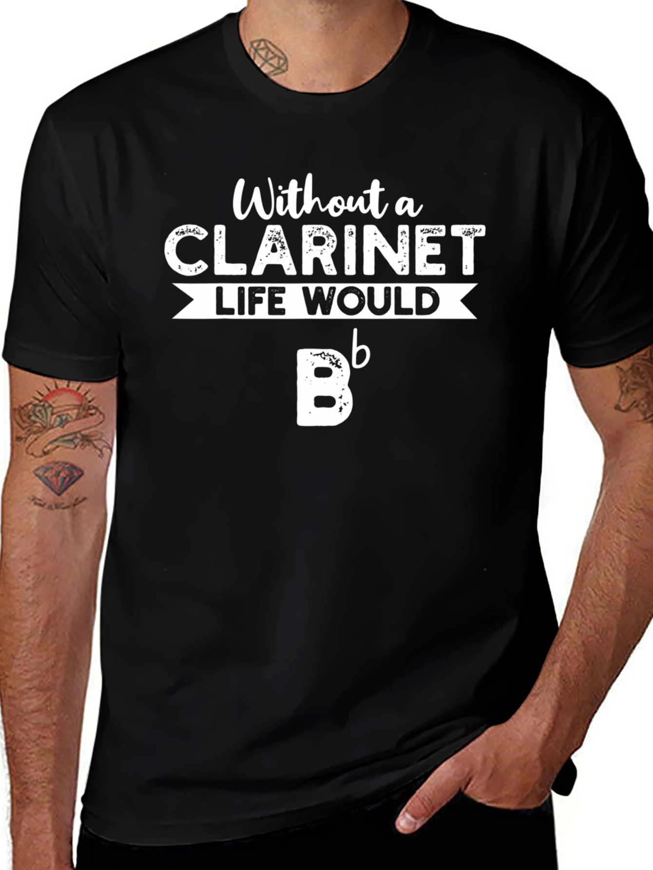 Variant 3 of Clarinet Music T-Shirt - Without a Clarinet Life Would B Flat