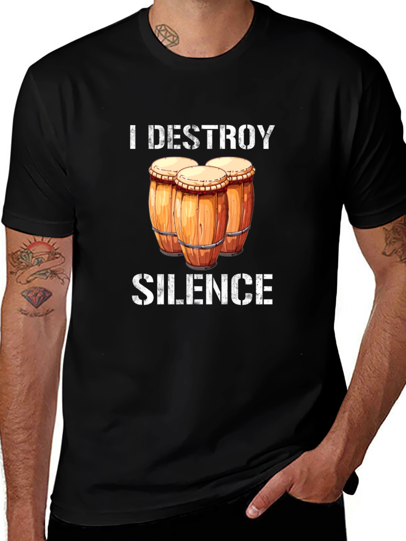 Variant 23 of I Destroy Silence Conga Drum T-Shirt