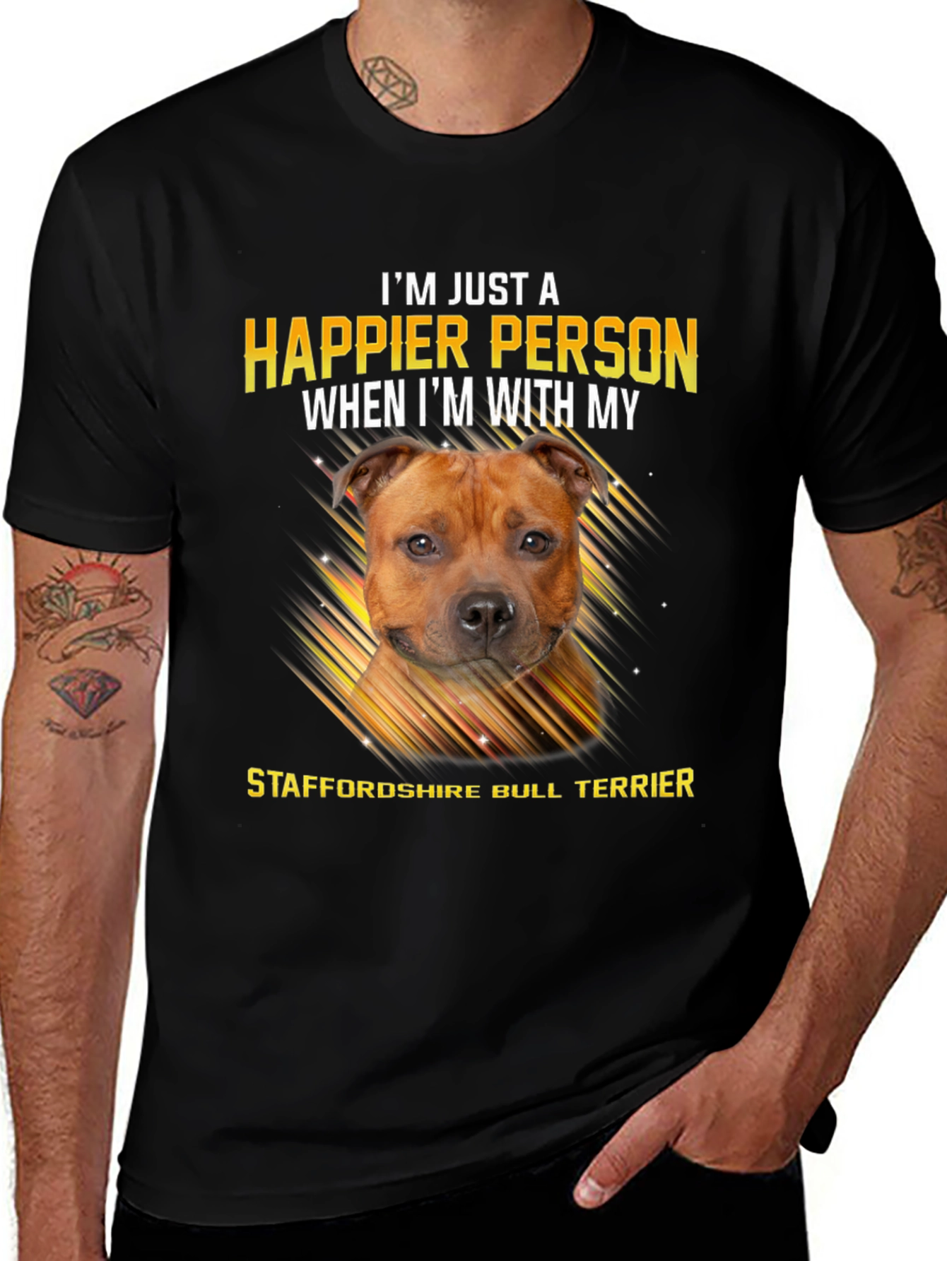 Happier Person Staffordshire Bull Terrier T-Shirt