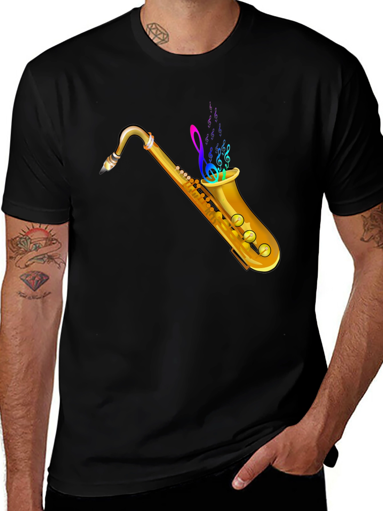 Variant 7 of Saxophone Music Notes Graphic T-Shirt