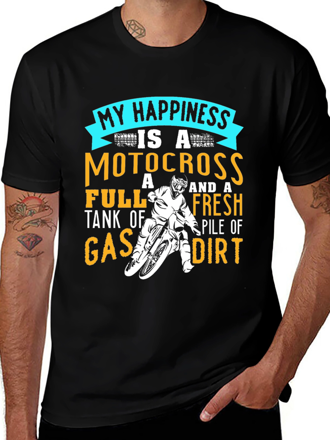 Variant 17 of Motocross Happiness Graphic Tee - Black