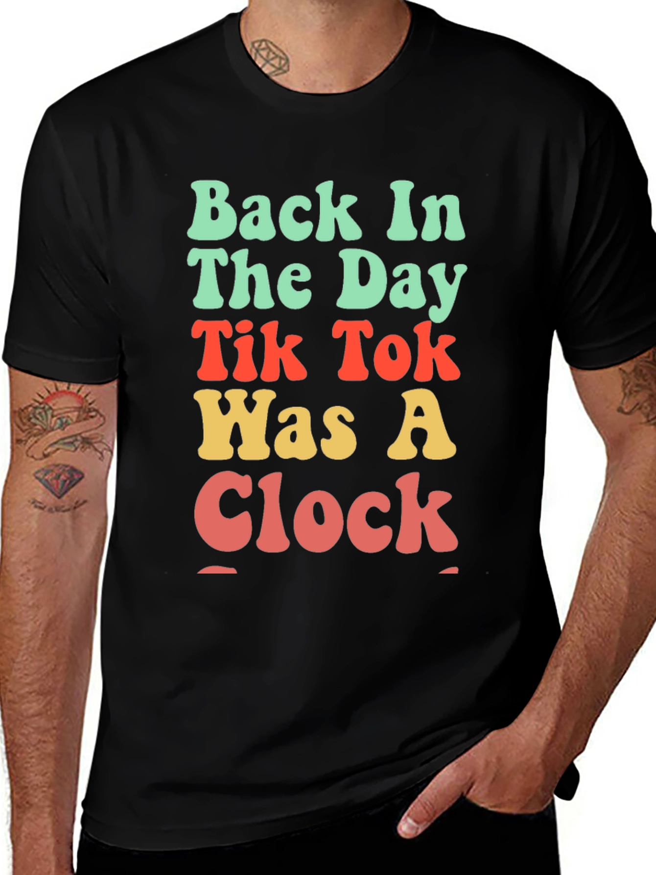 Variant 3 of Retro TikTok Was A Clock Black T-Shirt