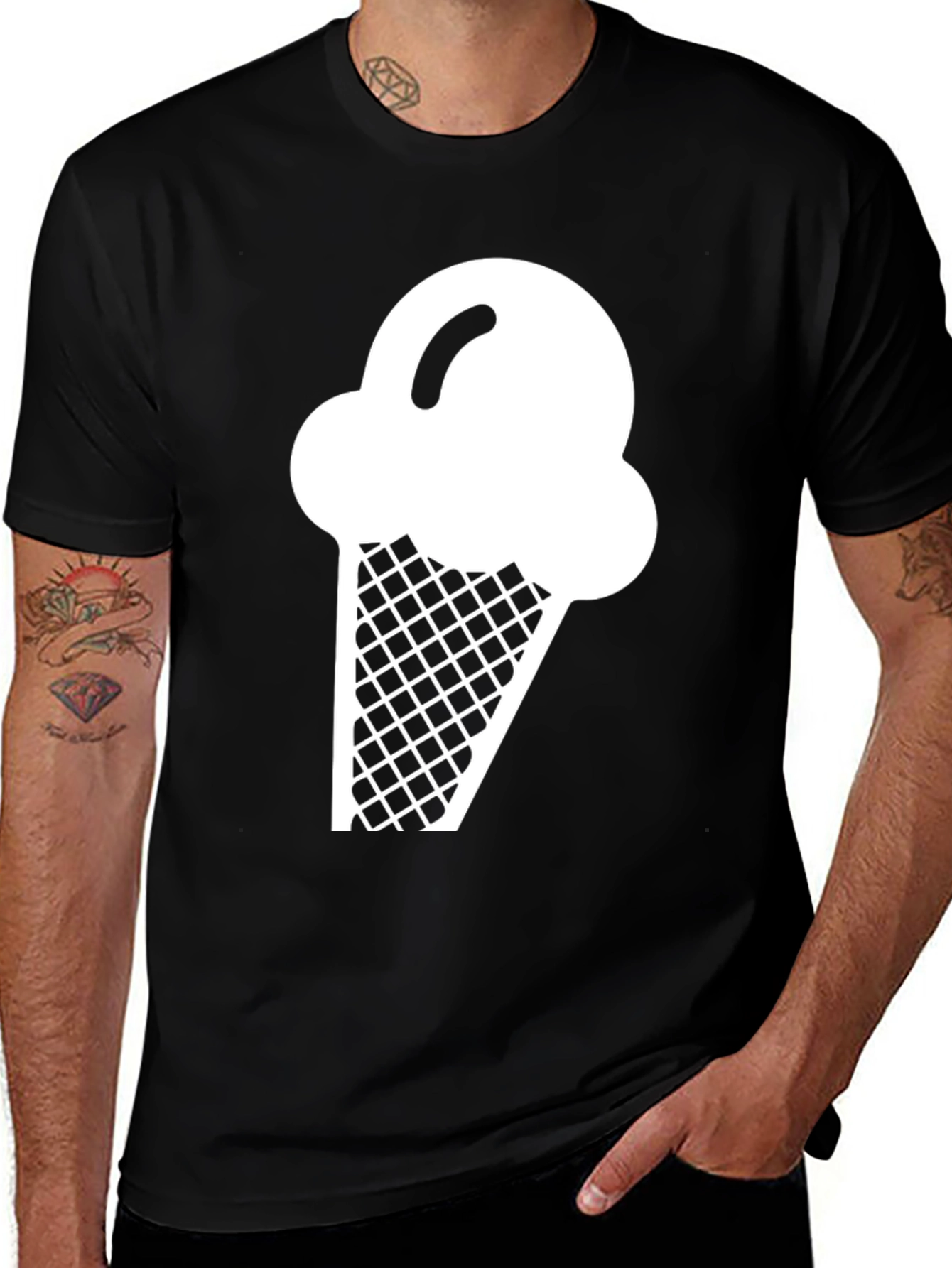 Variant 5 of Ice Cream Cone Graphic Tee - Black T-Shirt