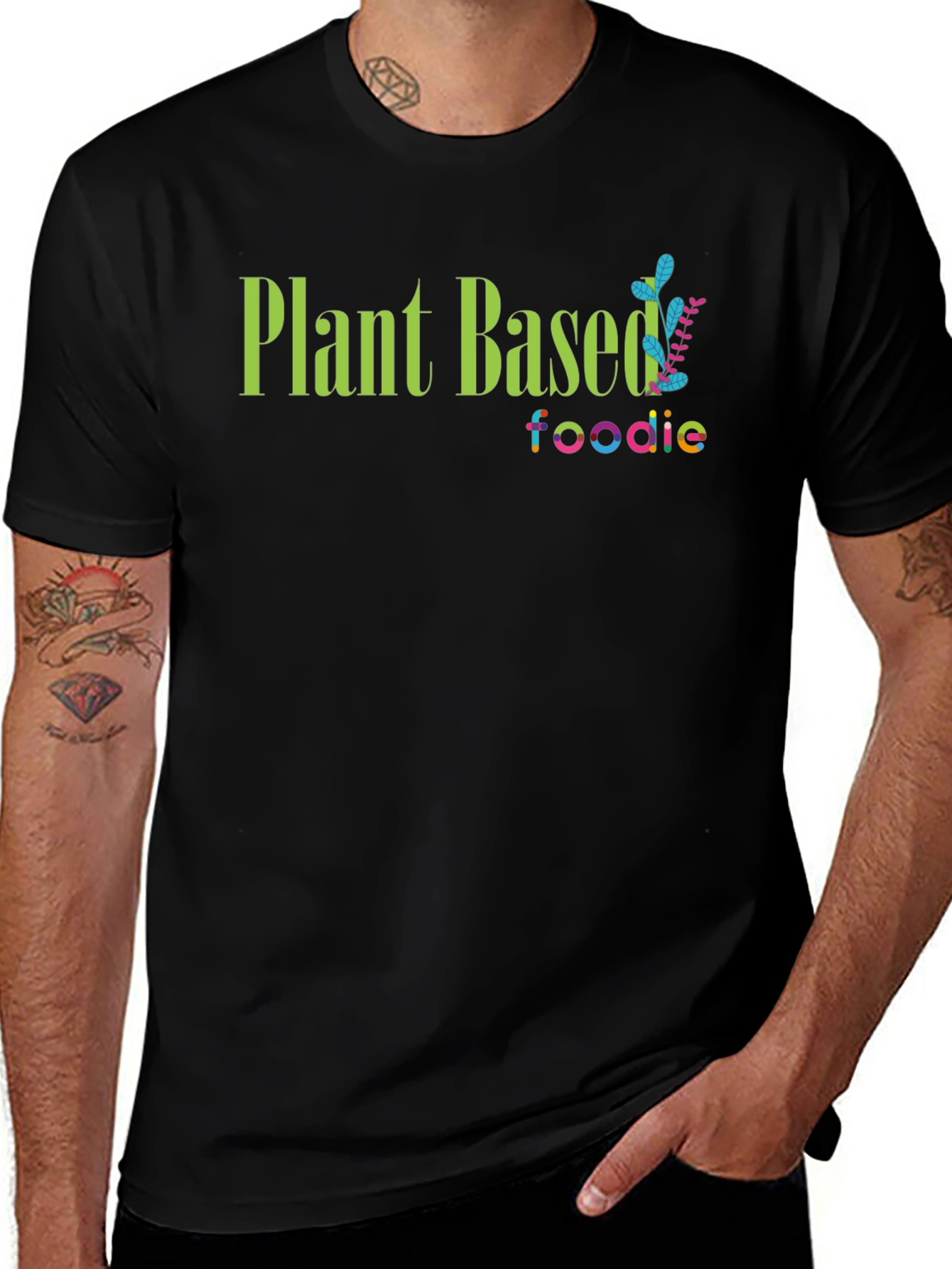 Variant 17 of Plant Based Foodie Black T-Shirt