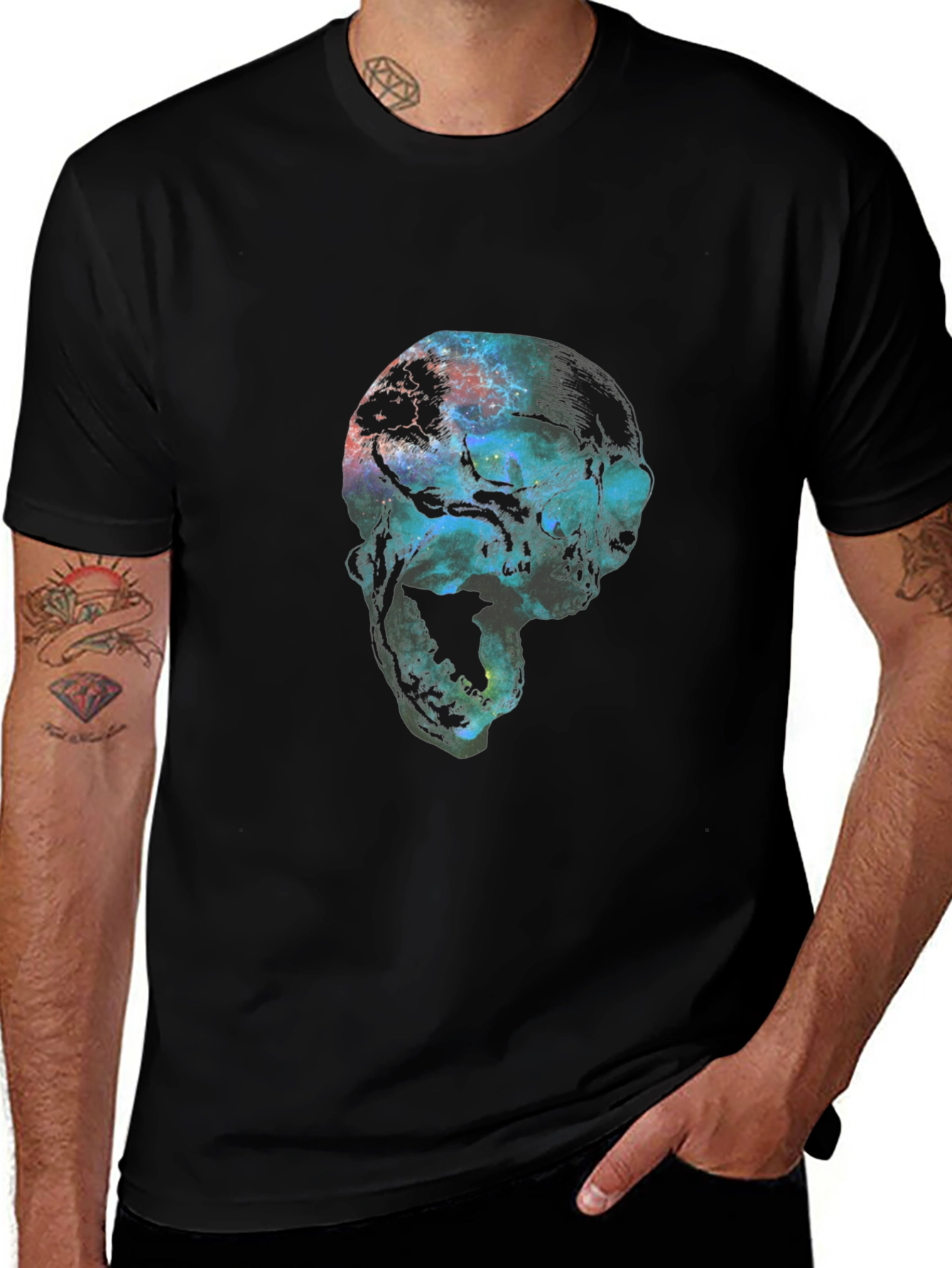 Variant 26 of Cosmic Skull Graphic Black T-Shirt