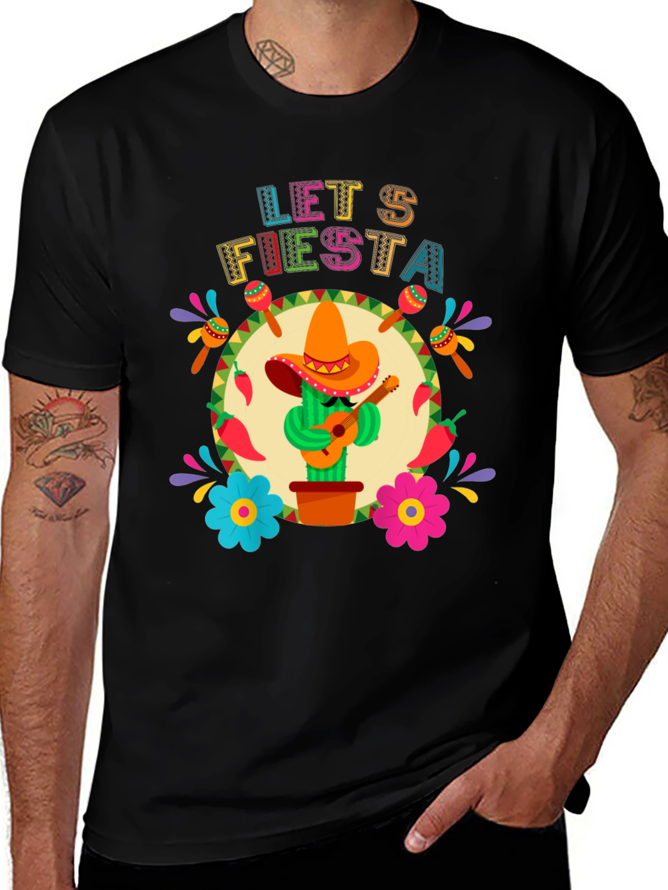 Variant 11 of Let's Fiesta T-Shirt - Fun Cactus Design