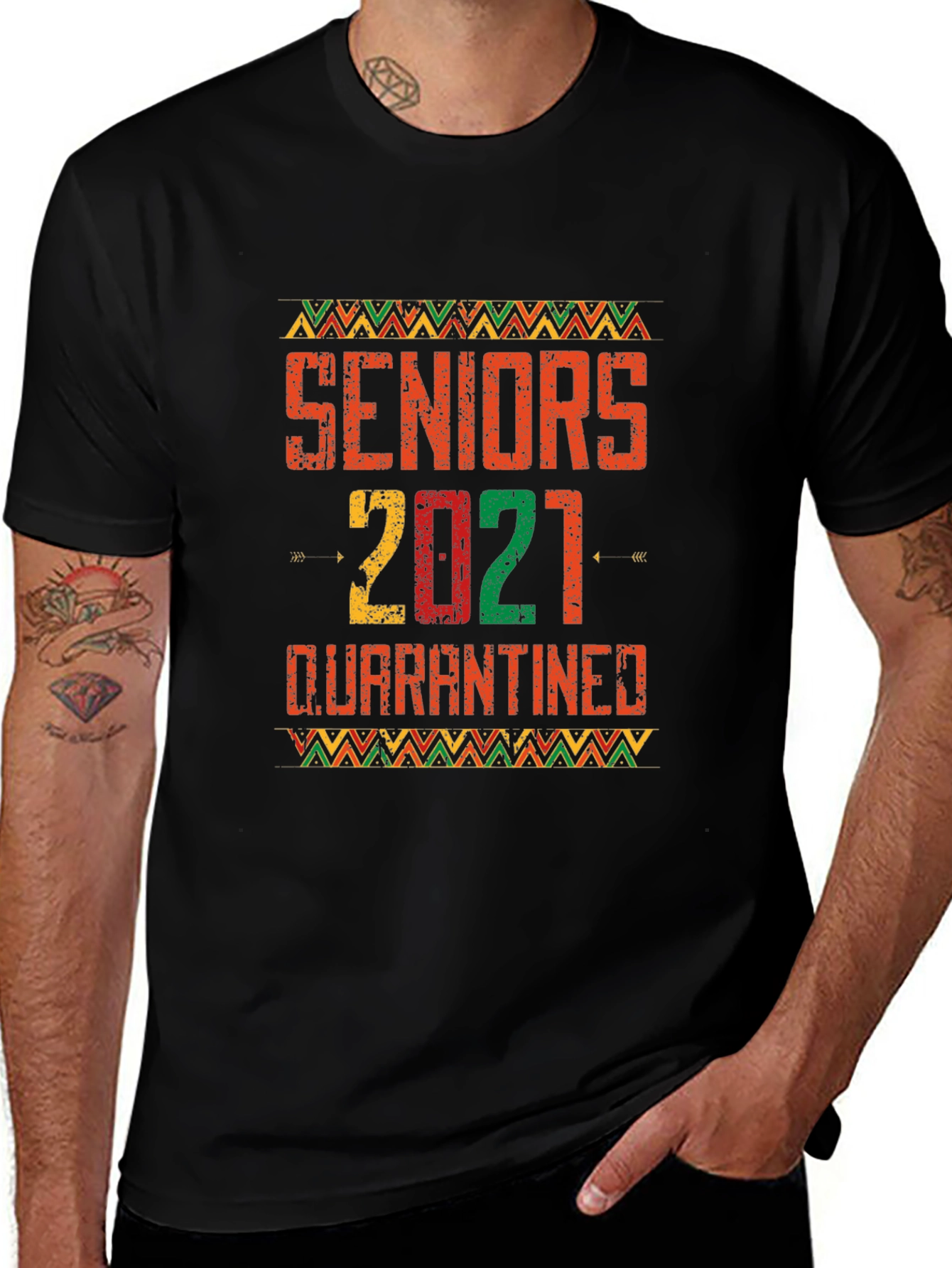 Variant 5 of Seniors 2021 Quarantined Black T-Shirt