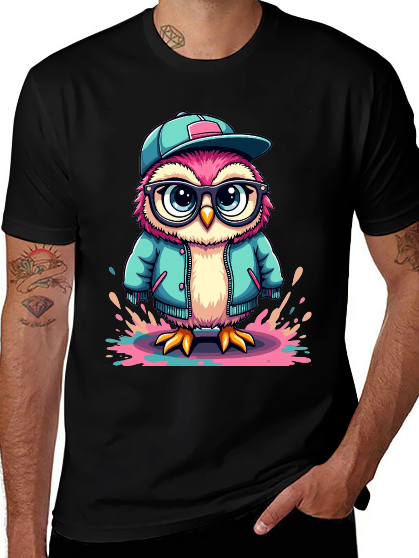 Variant 20 of Hipster Owl Graphic Tee - Cool Bird T-Shirt