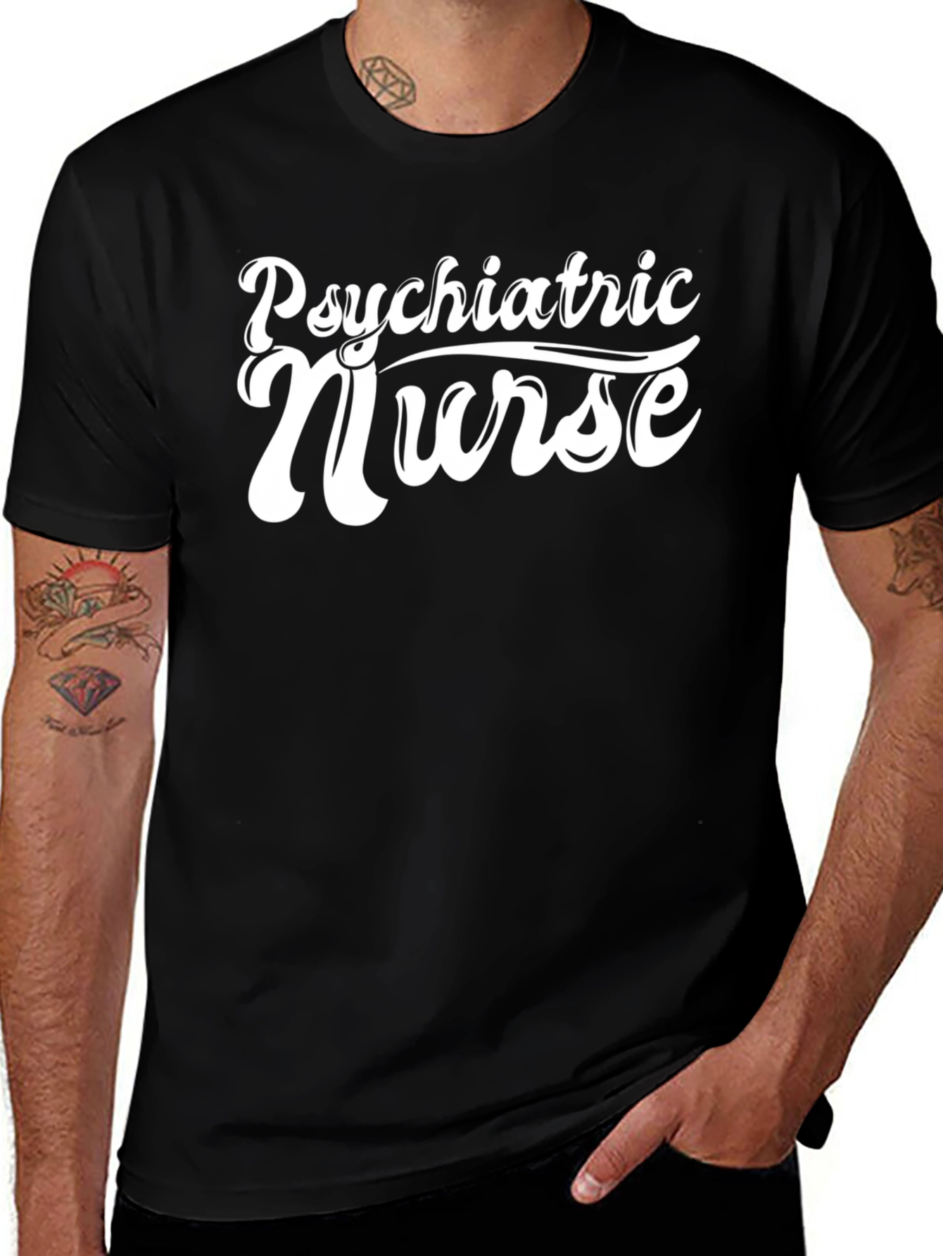 Variant 27 of Psychiatric Nurse Graphic Tee - Black
