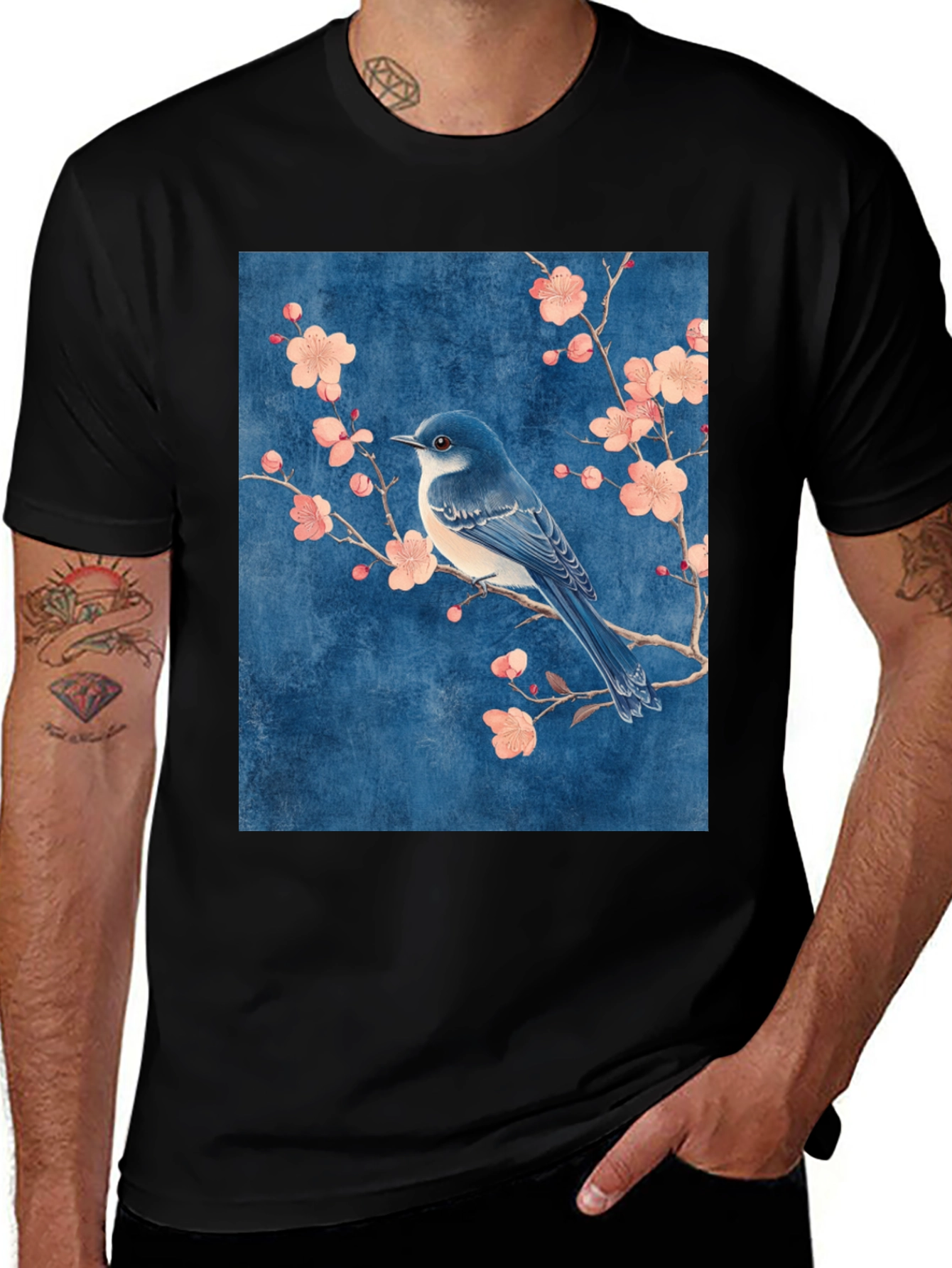 Variant 2 of Bird on Branch Graphic Tee - Black