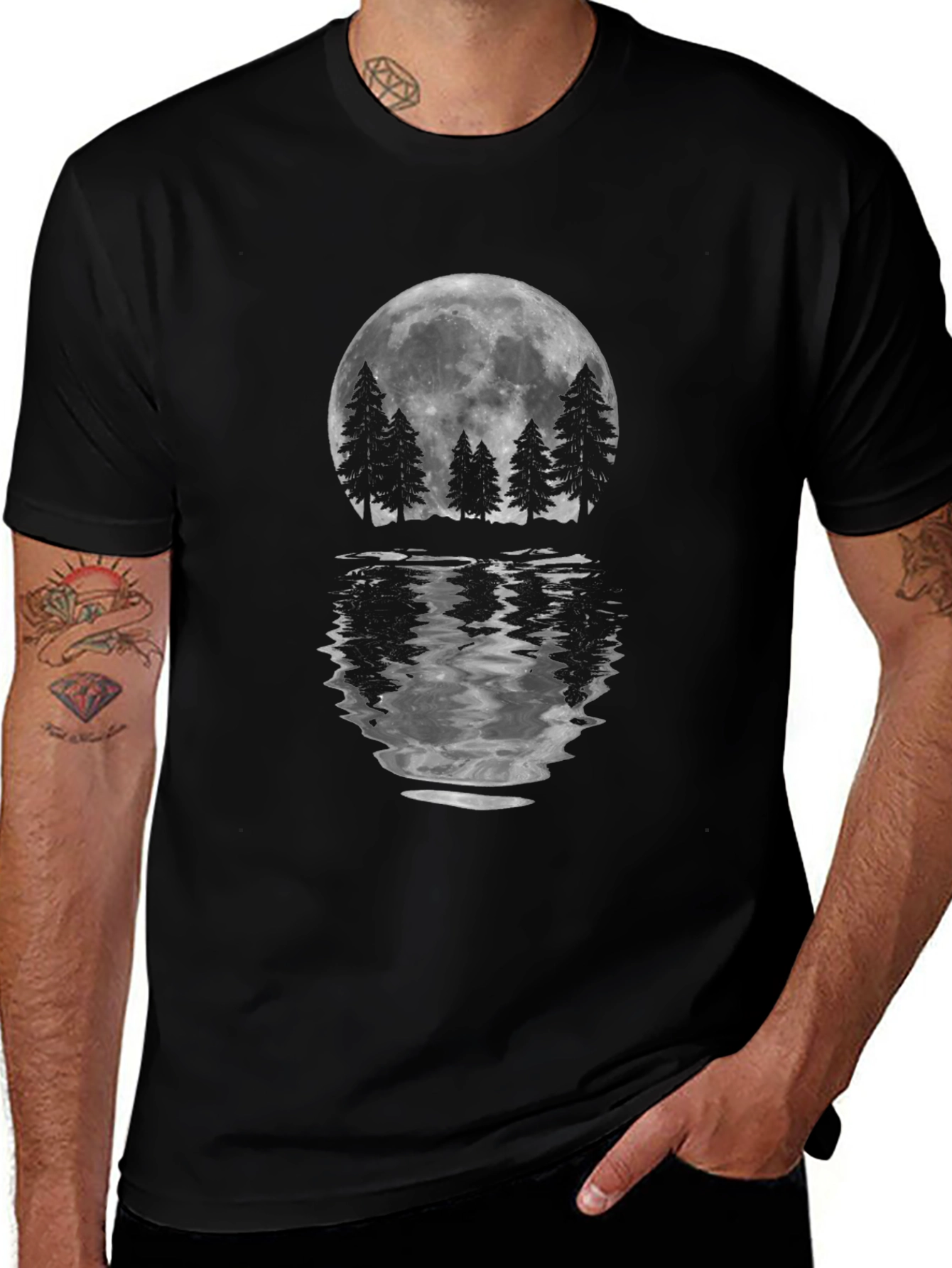 Variant 21 of Moonlit Forest Reflection Graphic Tee
