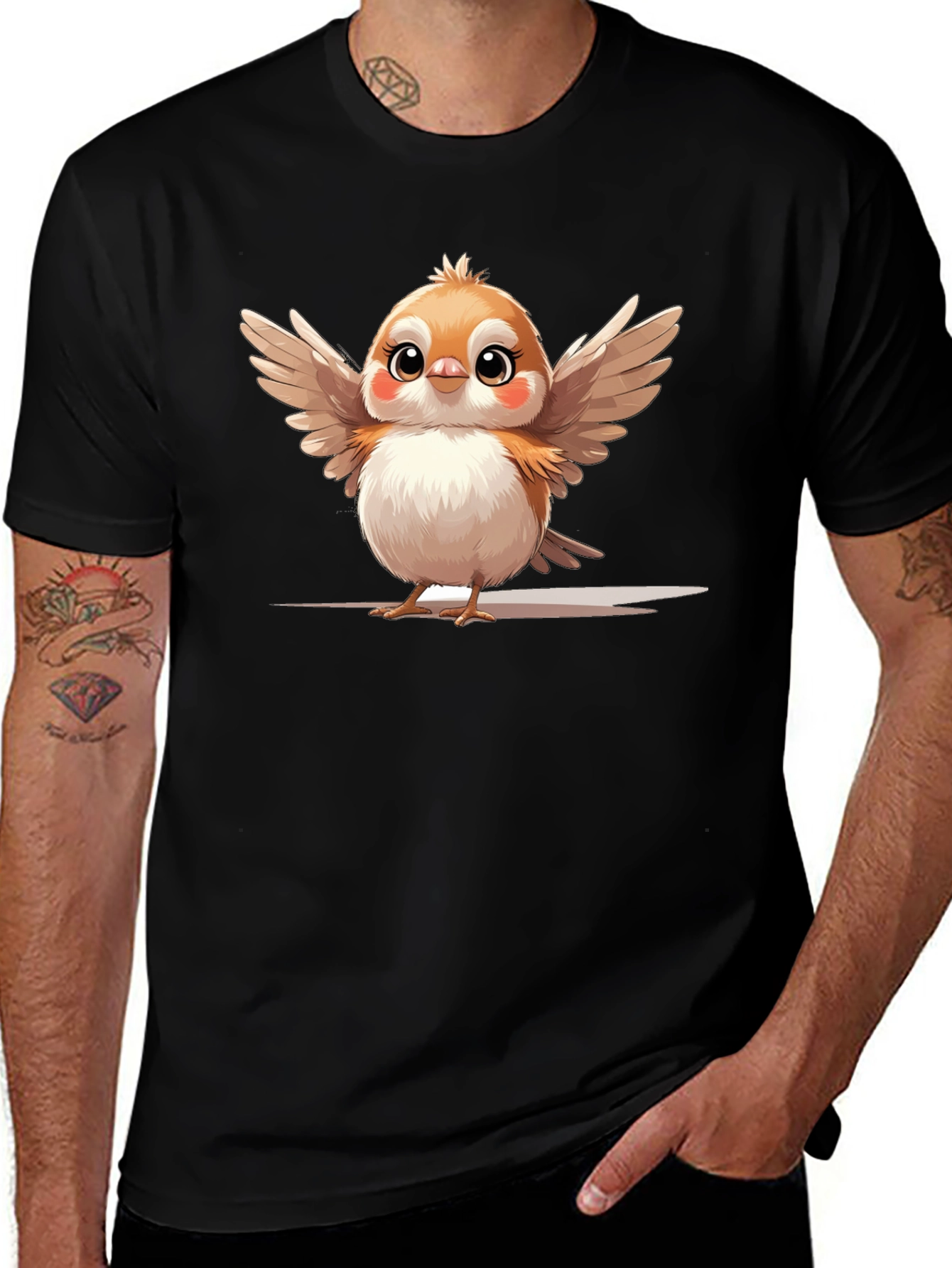 Variant 8 of Cute Bird Graphic Tee - Casual Comfort