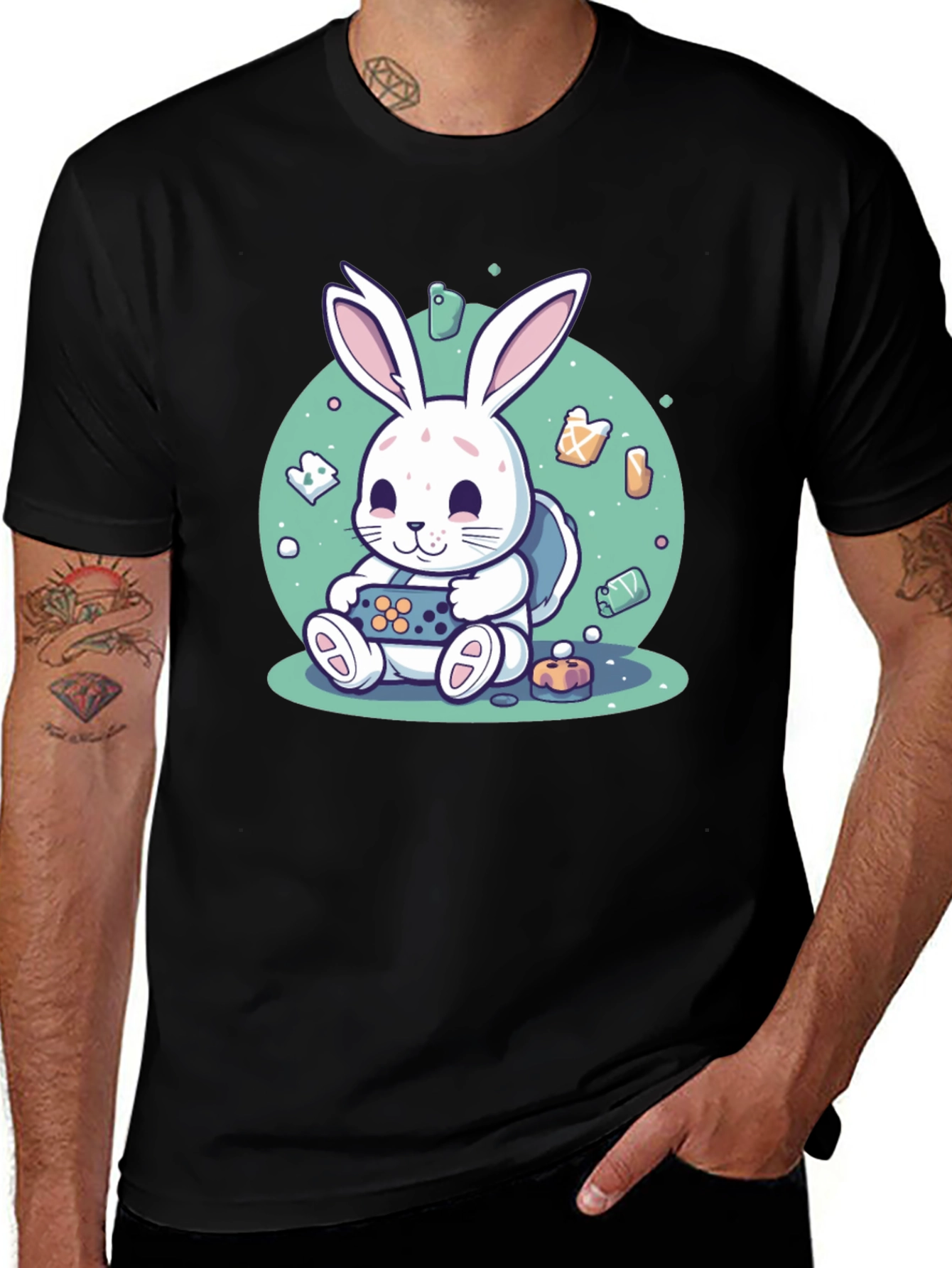 Variant 7 of Gamer Bunny Black T-Shirt