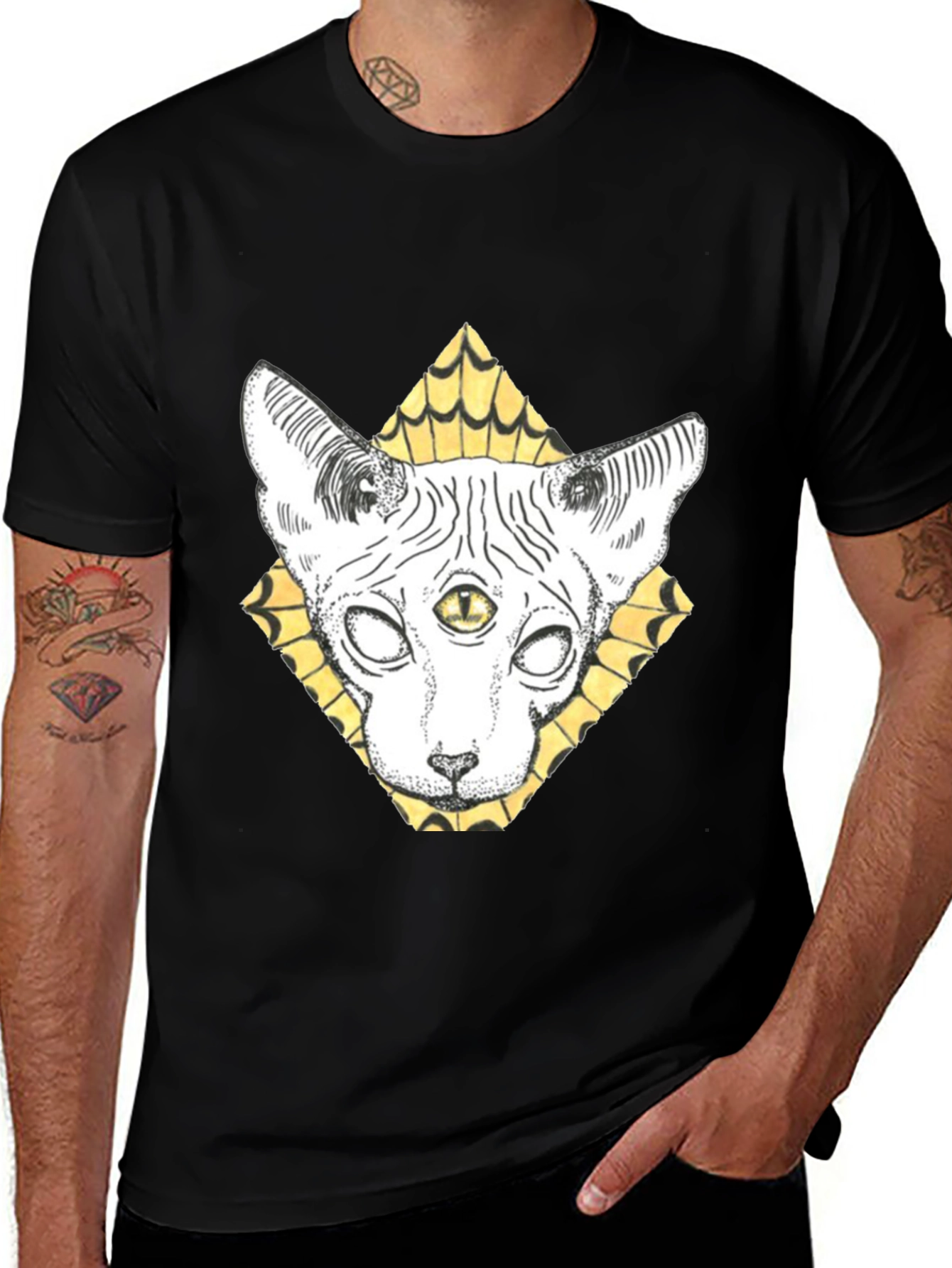 Variant 3 of Third Eye Cat Graphic Tee - Unique Design