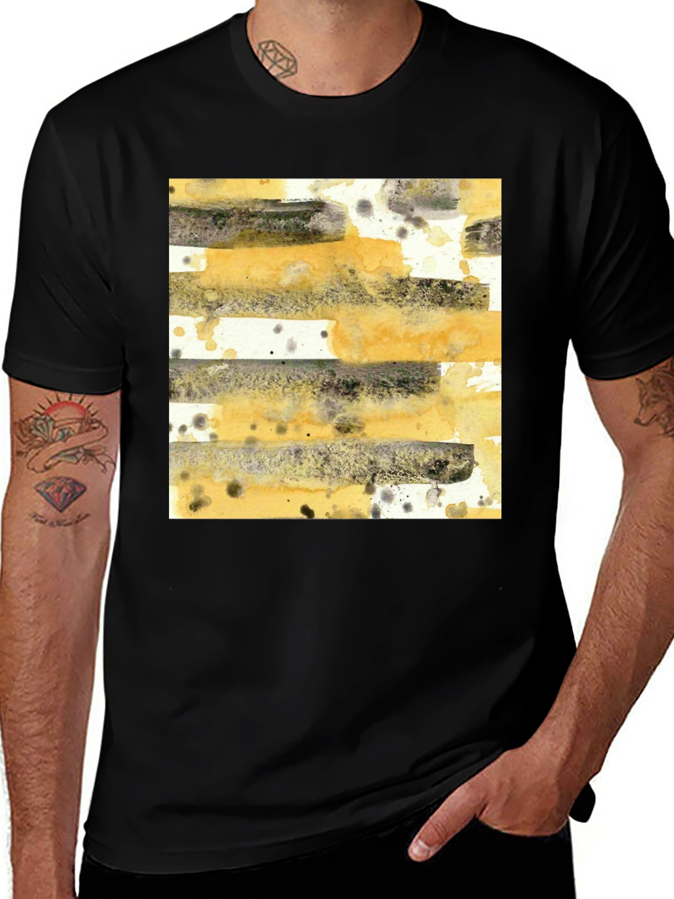 Variant 21 of Abstract Watercolor Stripe Print Tee