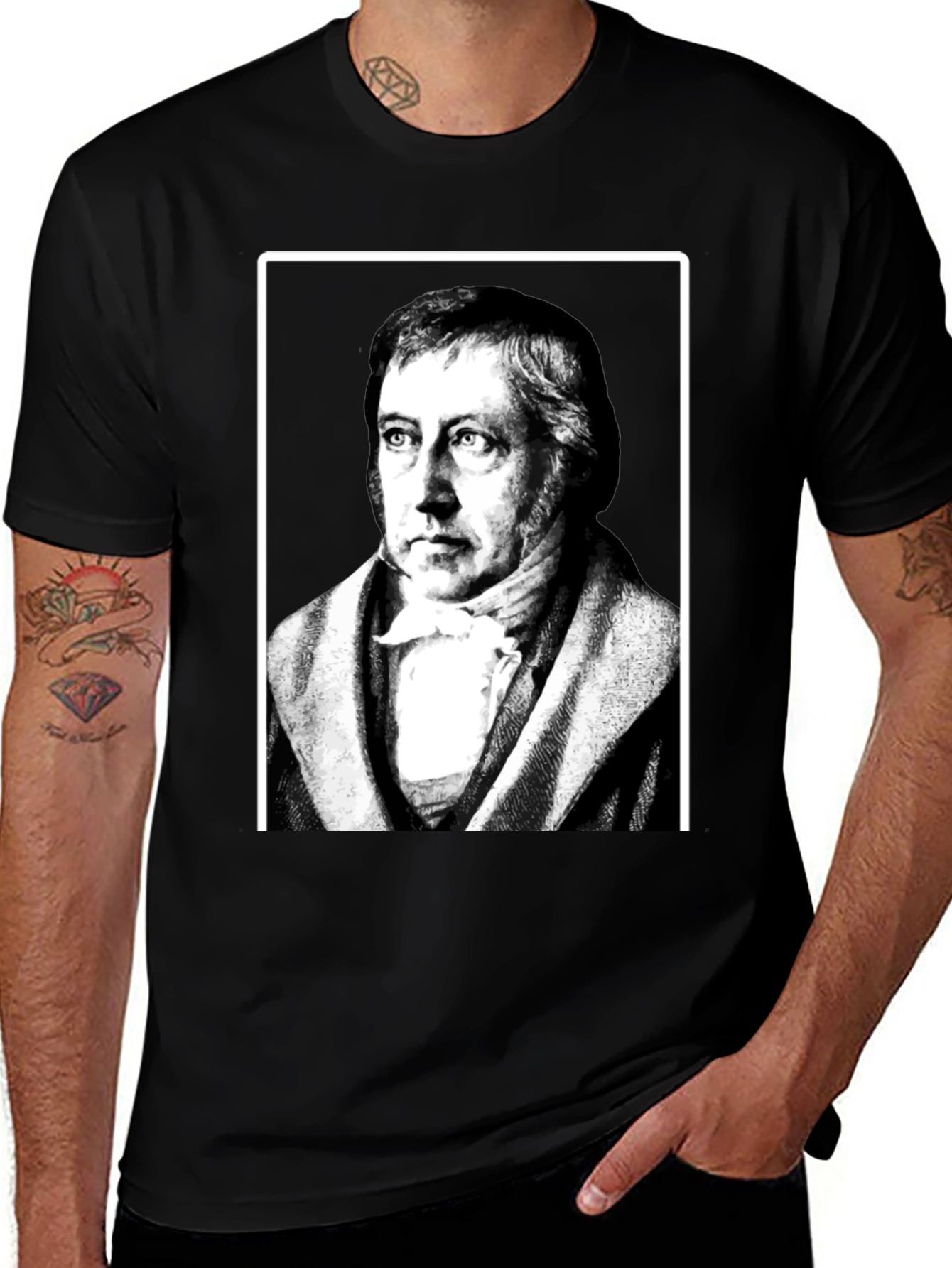 Hegel Portrait T-Shirt - Black Graphic Tee