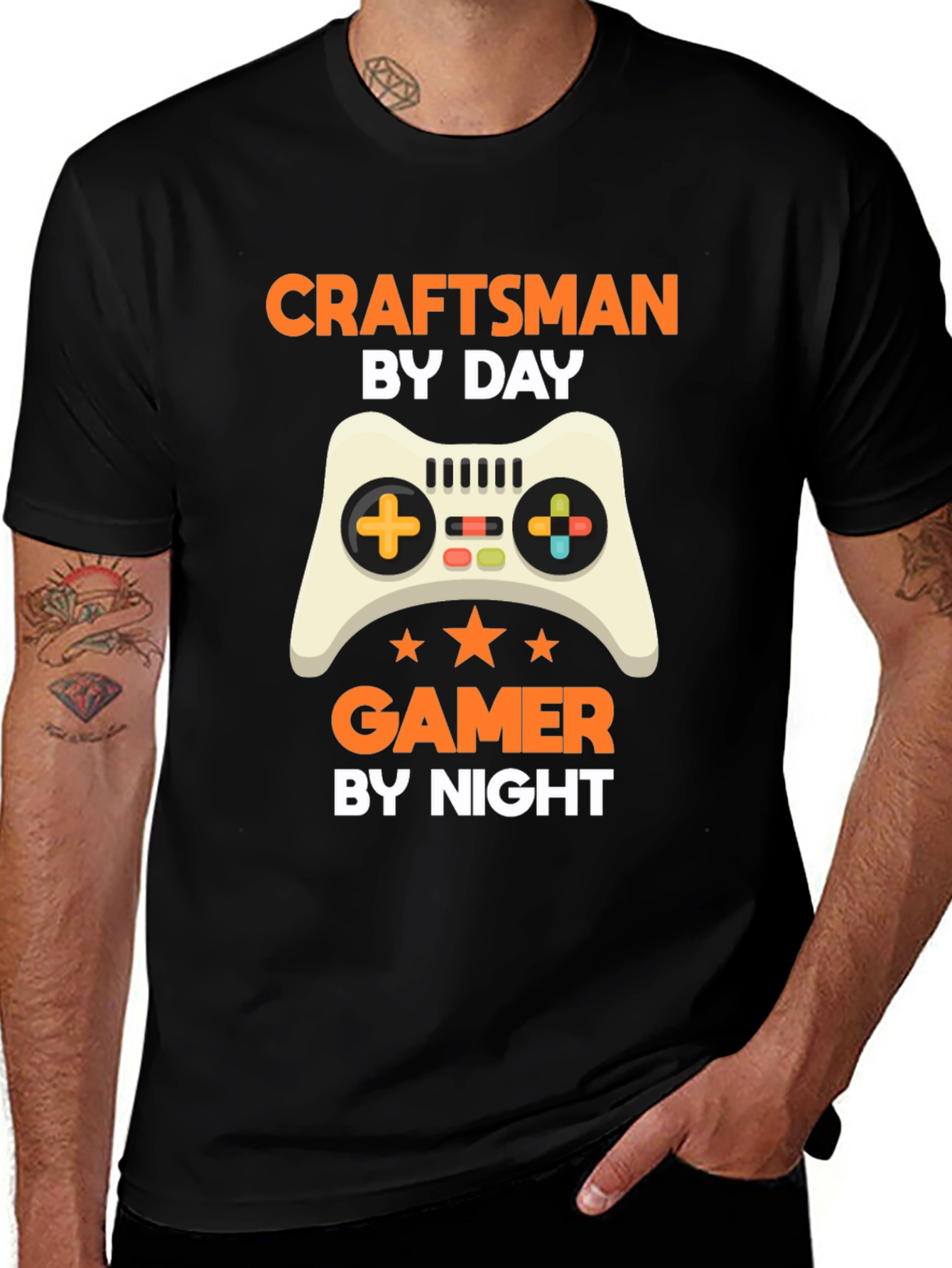 Variant 9 of Craftsman by Day Gamer by Night T-Shirt - Black Graphic Tee
