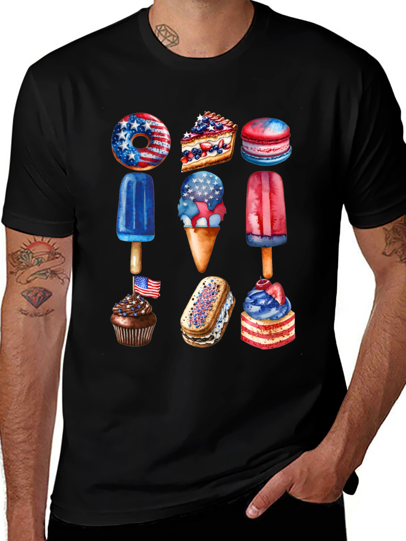 Variant 11 of Patriotic Dessert T-Shirt: USA Sweets!