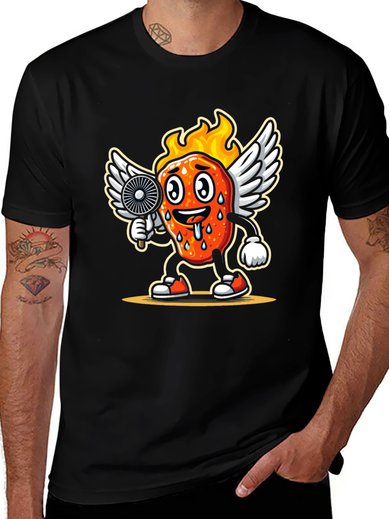Variant 5 of Funny Flaming Hot Pepper Cartoon Graphic Tee